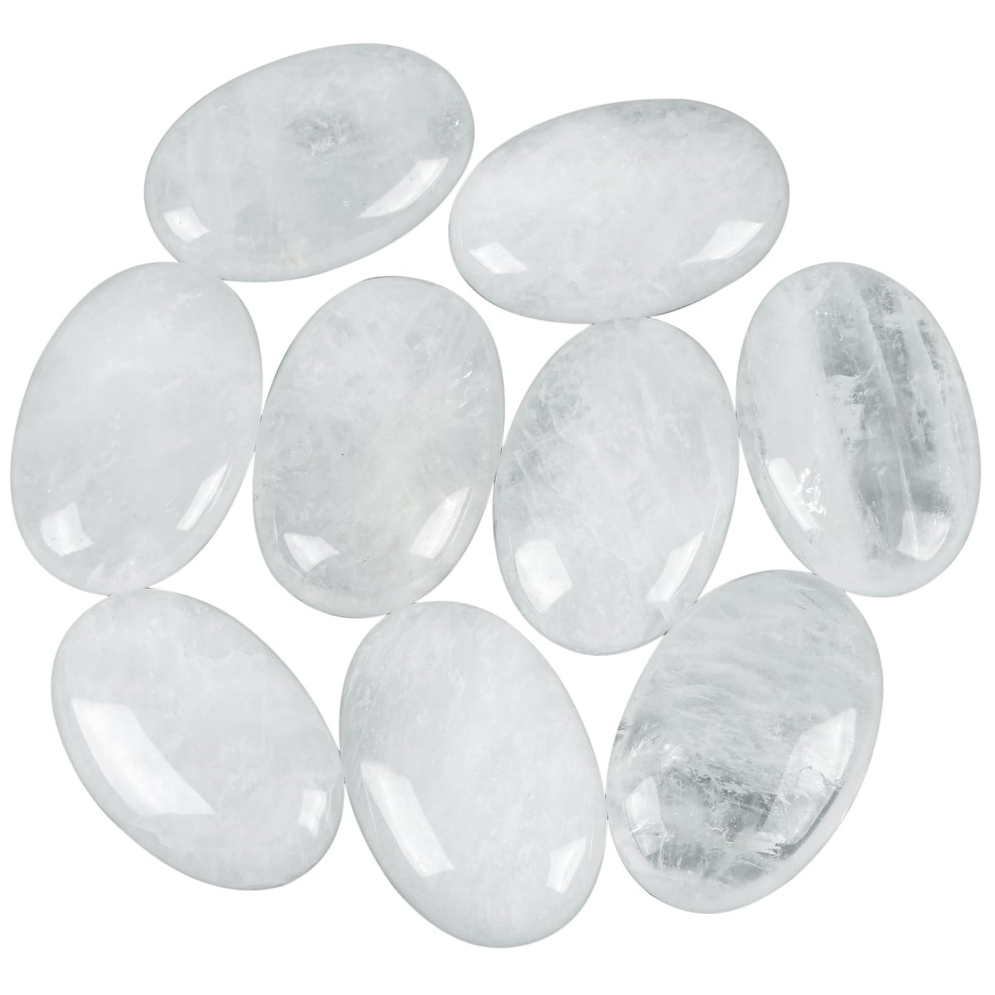 Loveliome Natural Rock Quartz Oval Polished Worry Stones, Healing Crystal Indoor Fountain Stones Massage Energy Anxiety Relief Items