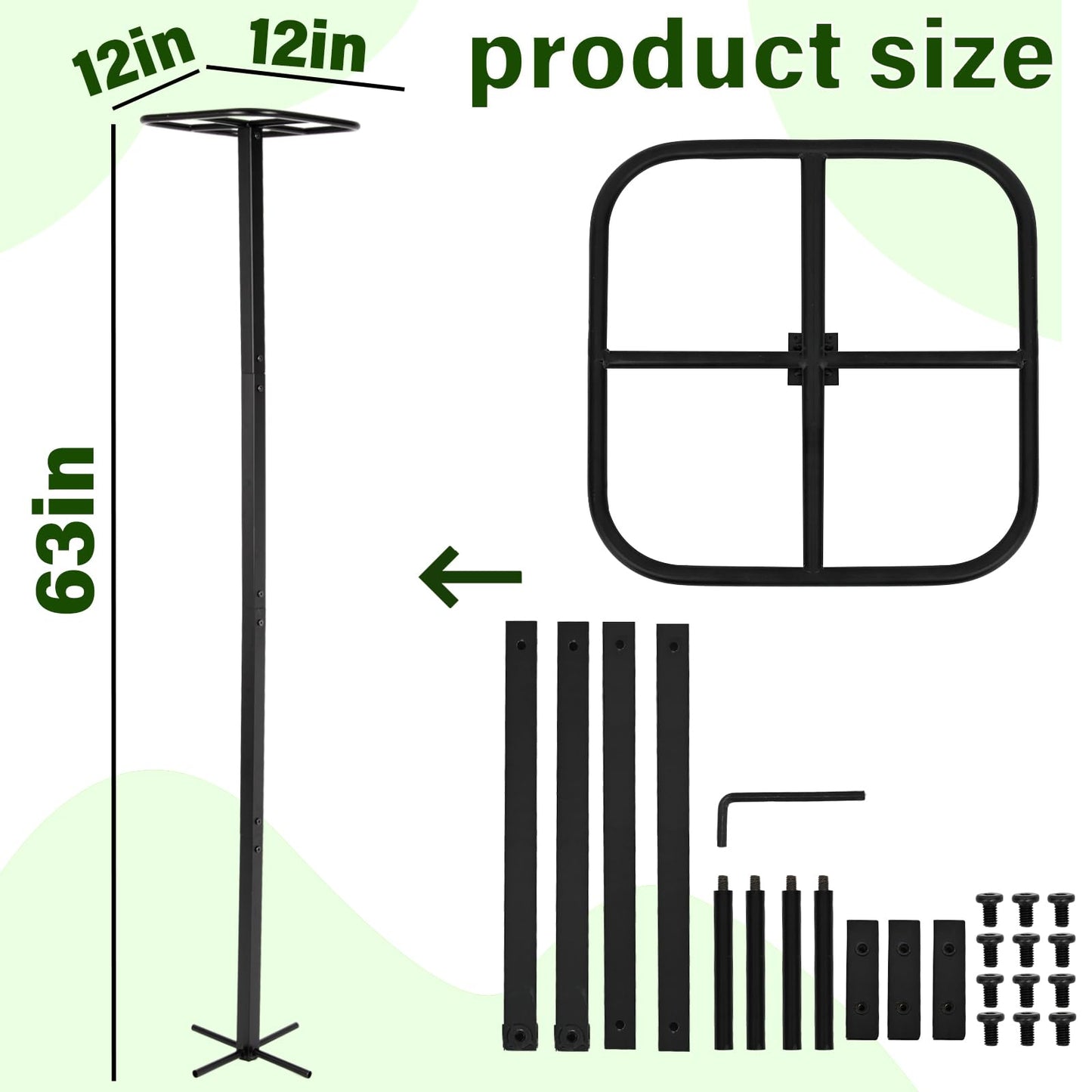 GOOOXIM 2-Pack 63-Inch Metal Dragon Fruit Trellis - Sturdy Support for Climbing Plants in Outdoor Gardens, Perfect for Dragonfruit, Tomatoes, Eggplants, and Beans - Durable, Stable & Easy to Install