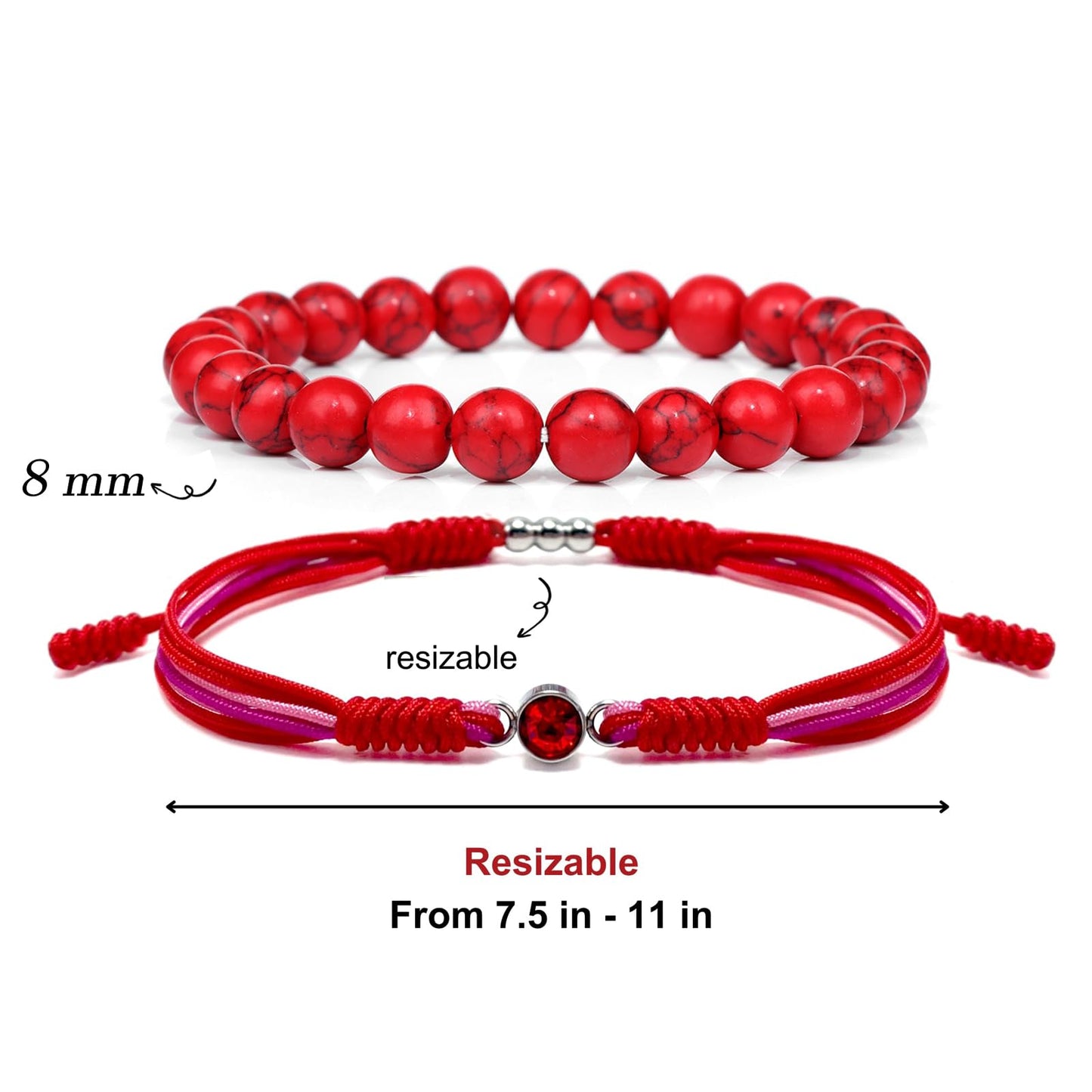 Crgwxzl July Birthstone Bracelets for Women Men,Healing Crystal Protection Stone Red Turquoise Beads Bracelet,String Wrap Zodiac Month Bracelets Birthday Jewelry Gifts