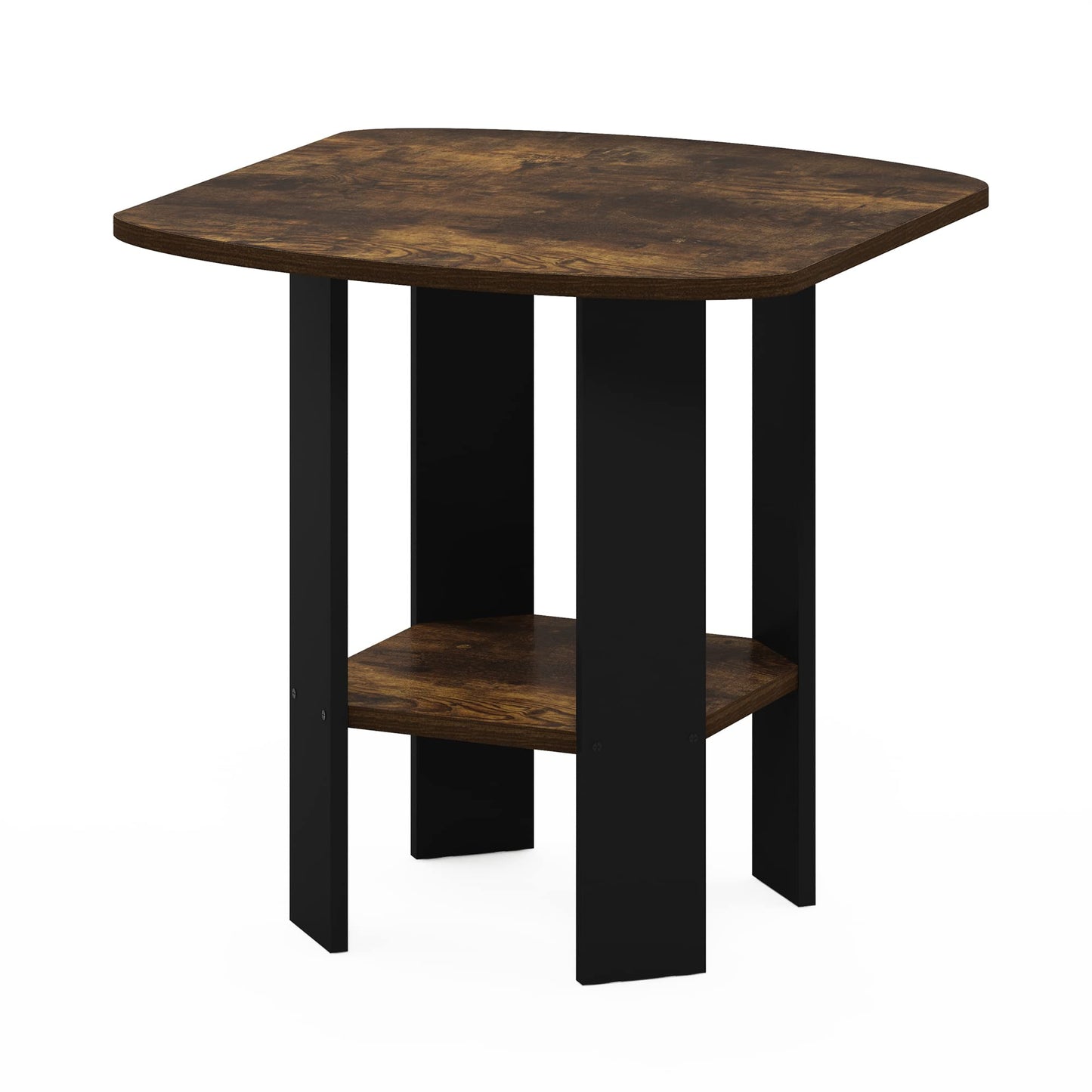 Furinno SIMPLE DESIGN Side Table, 2-Tier Modern End Table with Soft Edges, Open Shelves Night Stand, Bedside Table, for Living Room, Bedroom, Amber Pine