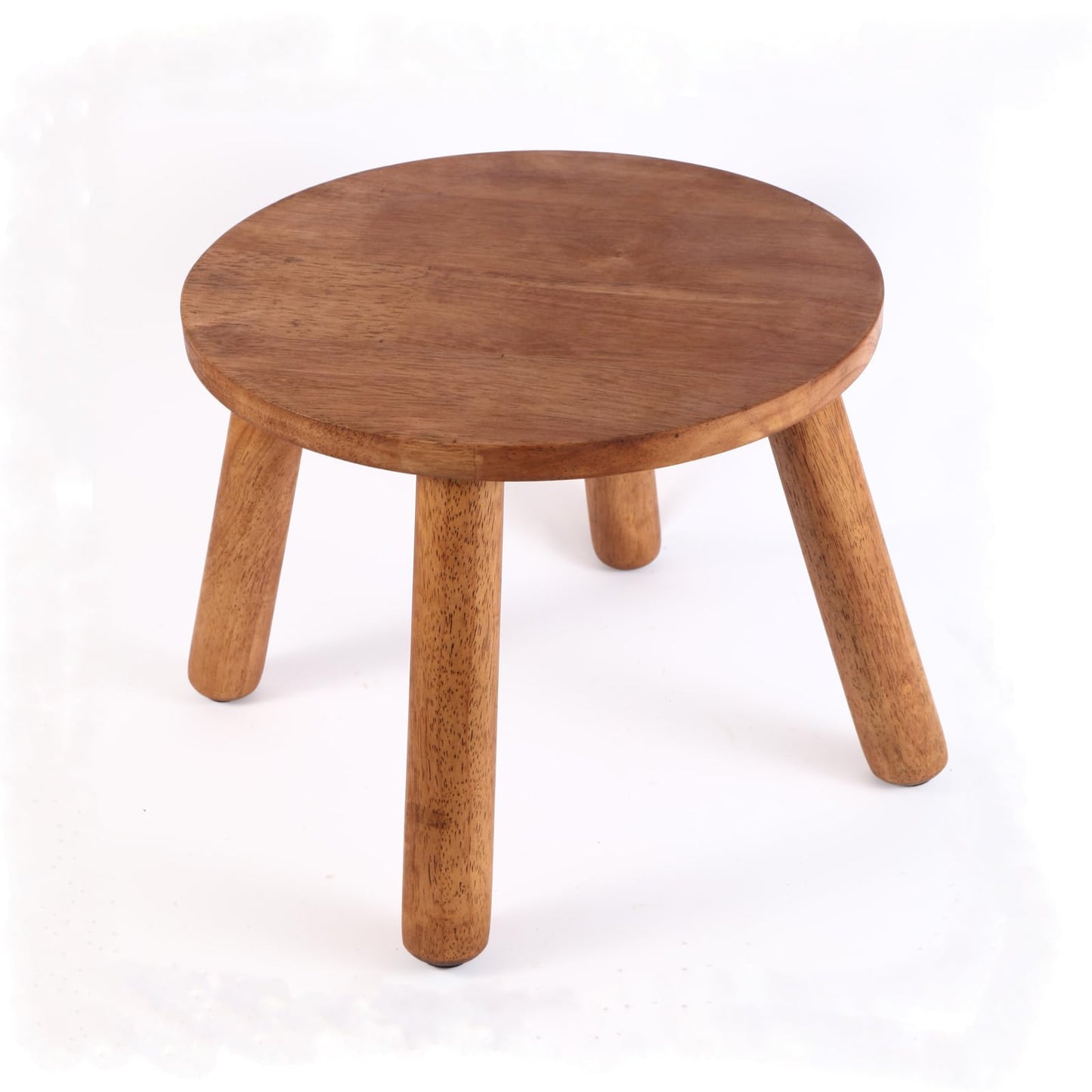 zaowofires Round Solid Wooden Step Stool， Garden Stool，9.3''H,Plant Stool ，Wood Legs Detachable for Plant Stand, Kitchen, Bathroom，Bedroom，Livingroom (Walnut, 9.3inch)