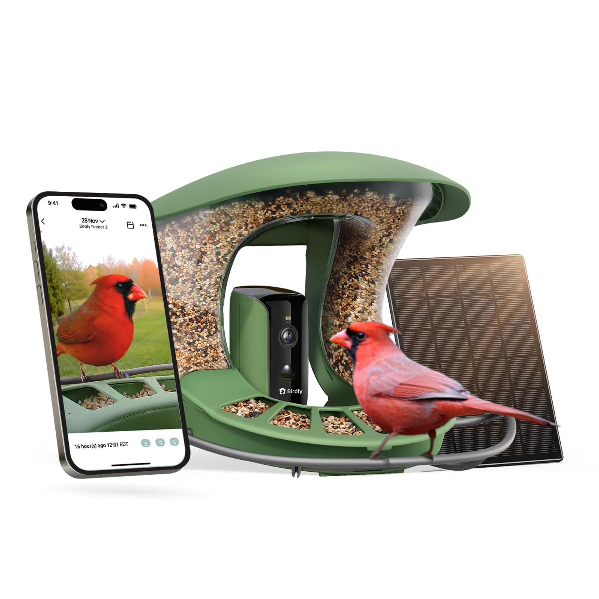 Birdfy 2 Smart Bird Feeder with Camera,Solar-Powered, Wireless Installation, Auto-Capture Bird Videos & Motion Detection, Gift Present
