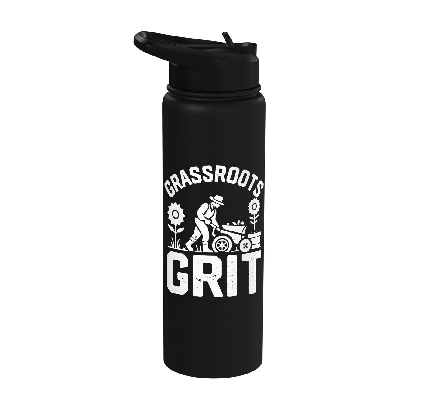 Farming Grassroots Grit Farmer With Wheelbarrow Stainless Steel Insulated Water Bottle