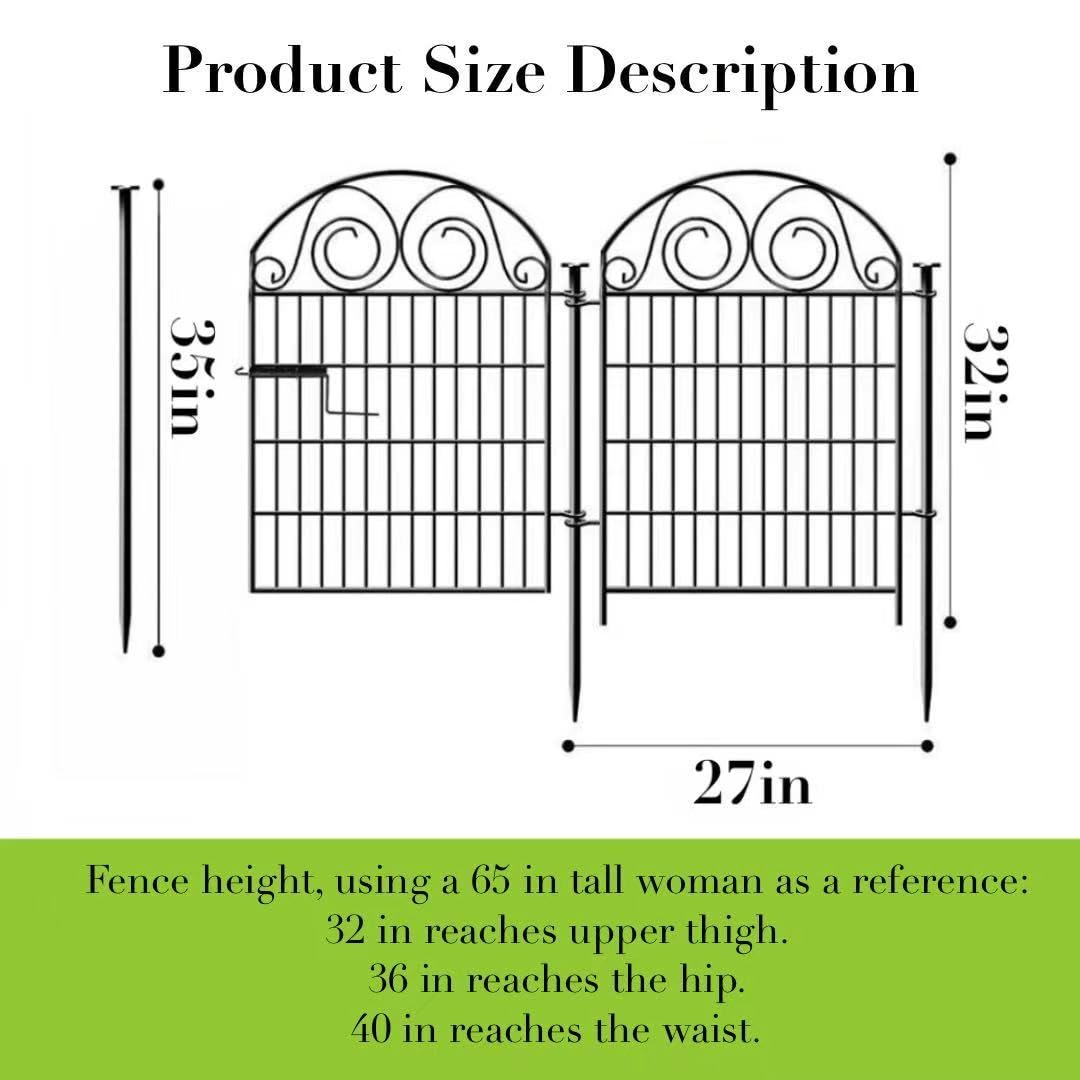 Getlay Tall Garden Fence Animal Barrier with Gate, 32 in(H) 16 Panels Garden Fences and Borders for Dogs, Dog Fence Outdoor for Yard, Total Length 35 Ft Metal Temporary Fencing│Patented