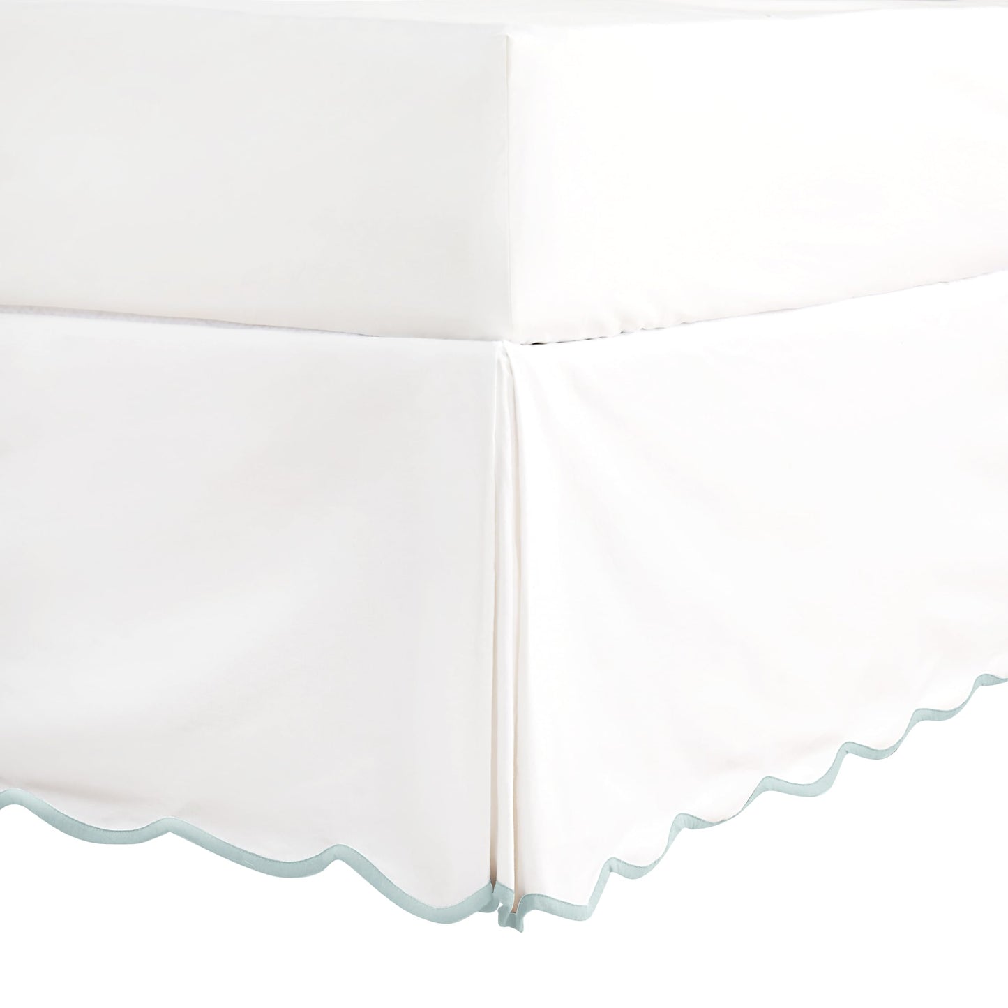 HIG Off White Chic Queen Bed Skirt - Easy Fit Scallop Edge Pleated Bedskirts, 14 Inch Drop Anti-Slip Dust Ruffle, Thick Fabric for Enhanced Privacy, Pre-Washed for Long-Lasting Use(N60022)