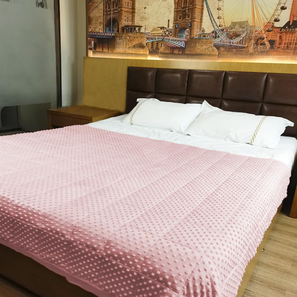 ALANSMA Reversible Weighted Blanket for All Season, Luxury Velvet, Warm and Cool, Adult Kids 5Lb Weighted Blanket, Enjoy Sleeping Anywhere(Pink,36"x48" 5lbs)
