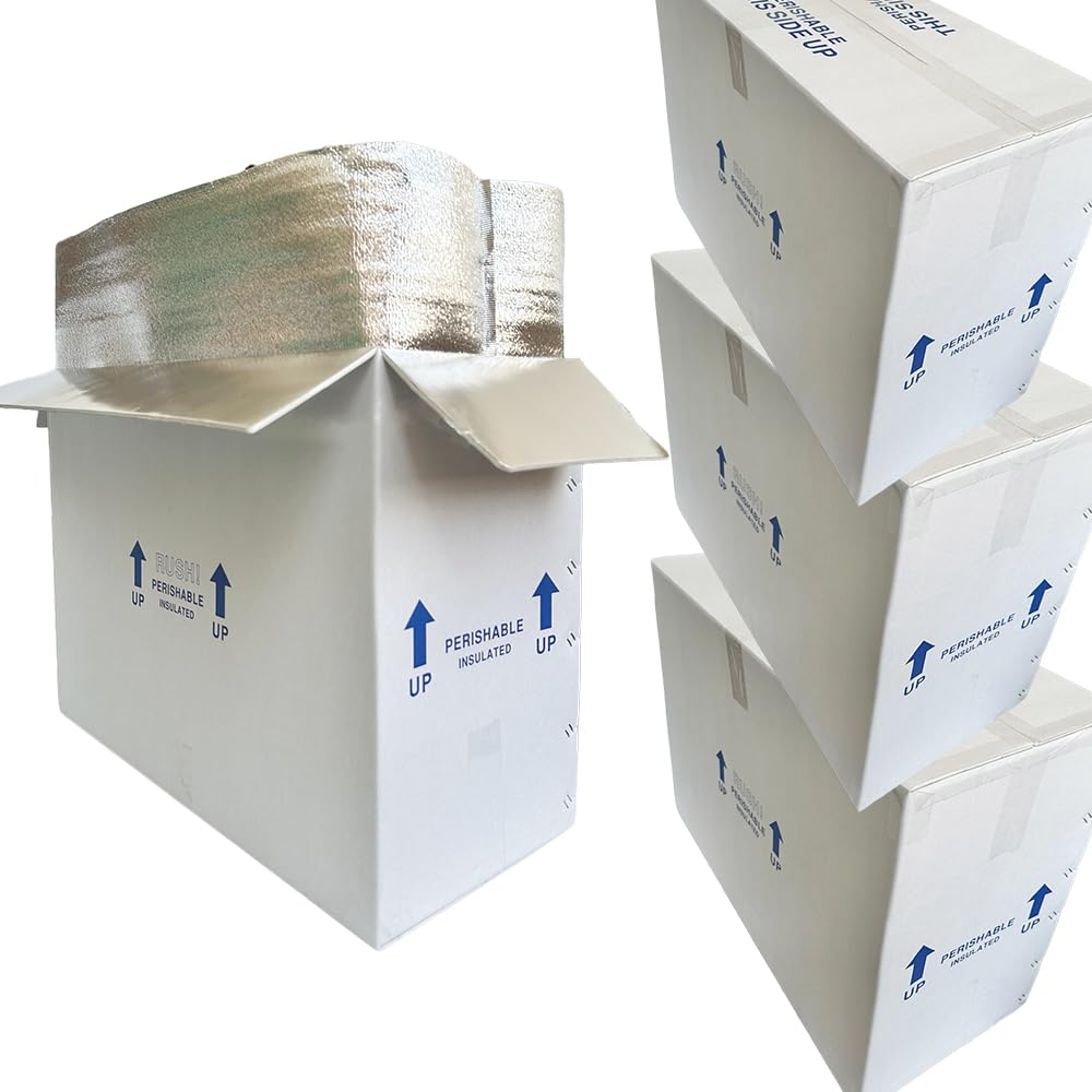 ROTCH Insulated Shipping Boxes with Liners, 4 Pack 26x11x19'', Cold Shipping Box Coolers for Perishable Frozen Food, White (T261119-4L-W)
