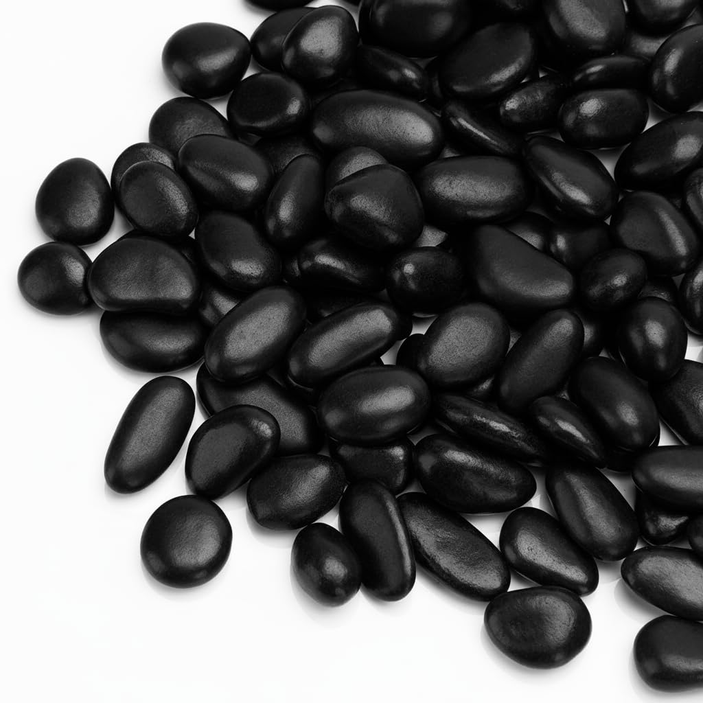 Onlyfire 18 lb Black Polished Pebbles, 3/8" Natural Decorative River Rocks for Plants, Vases, Aquarium, Succulents and Outdoor Garden Landscaping