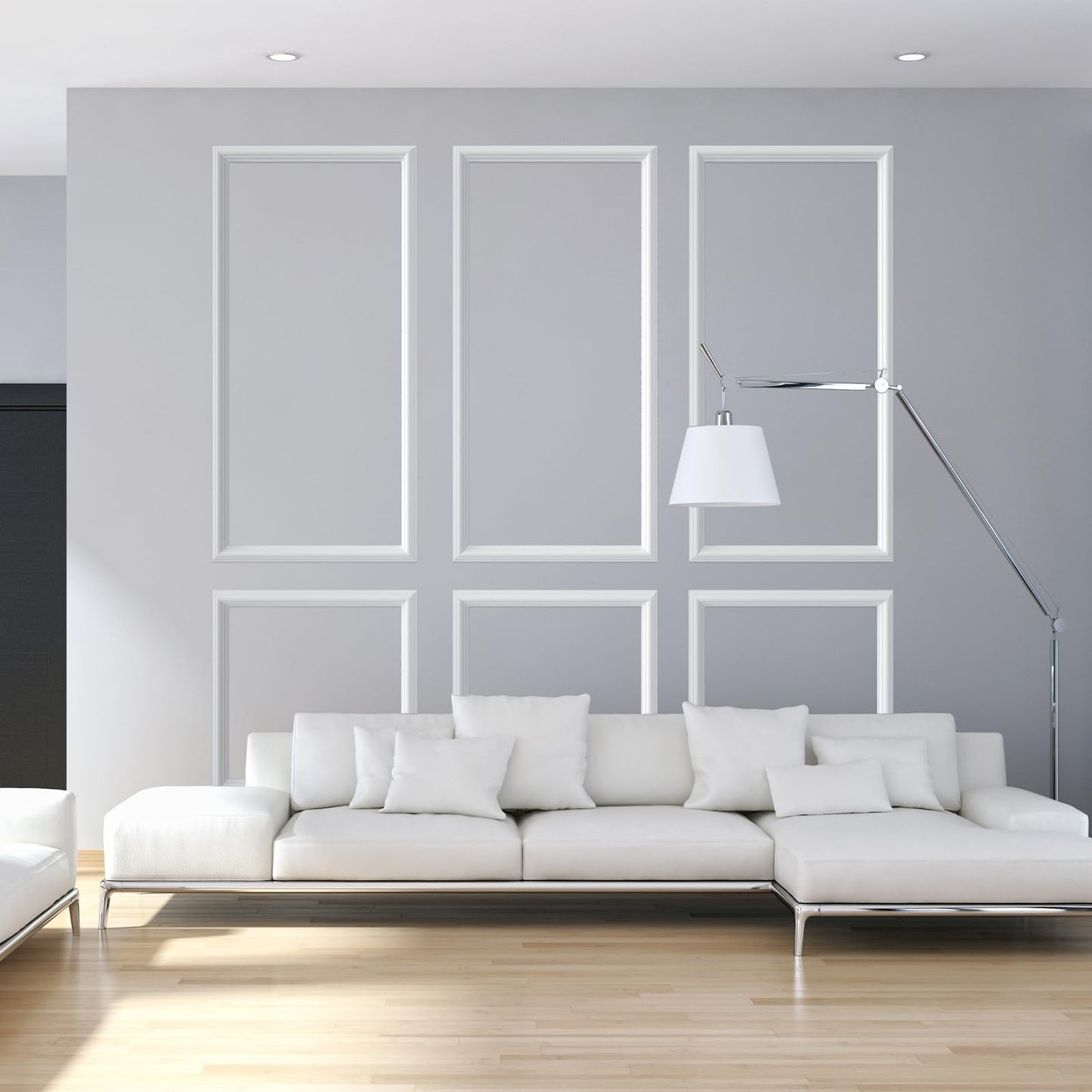 NeatiEase Peel and Stick Wall Molding Kit 6-Frame Premade, Ready-to-Assemble Wall Moulding Panel Frame, Self Adhesive Wainscoting Panels, Accent Molding Trim for Interior Walls Home Decor (Style 1)