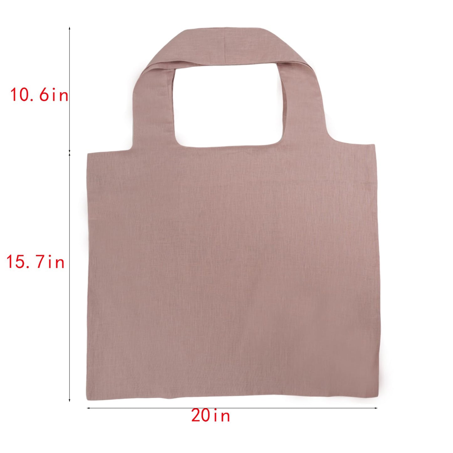 HSOFTIFY 100% Pure Linen Reusable Shopping Bags for Shoulder Grocerie Bags Heavy Duty with Handles (Pink)