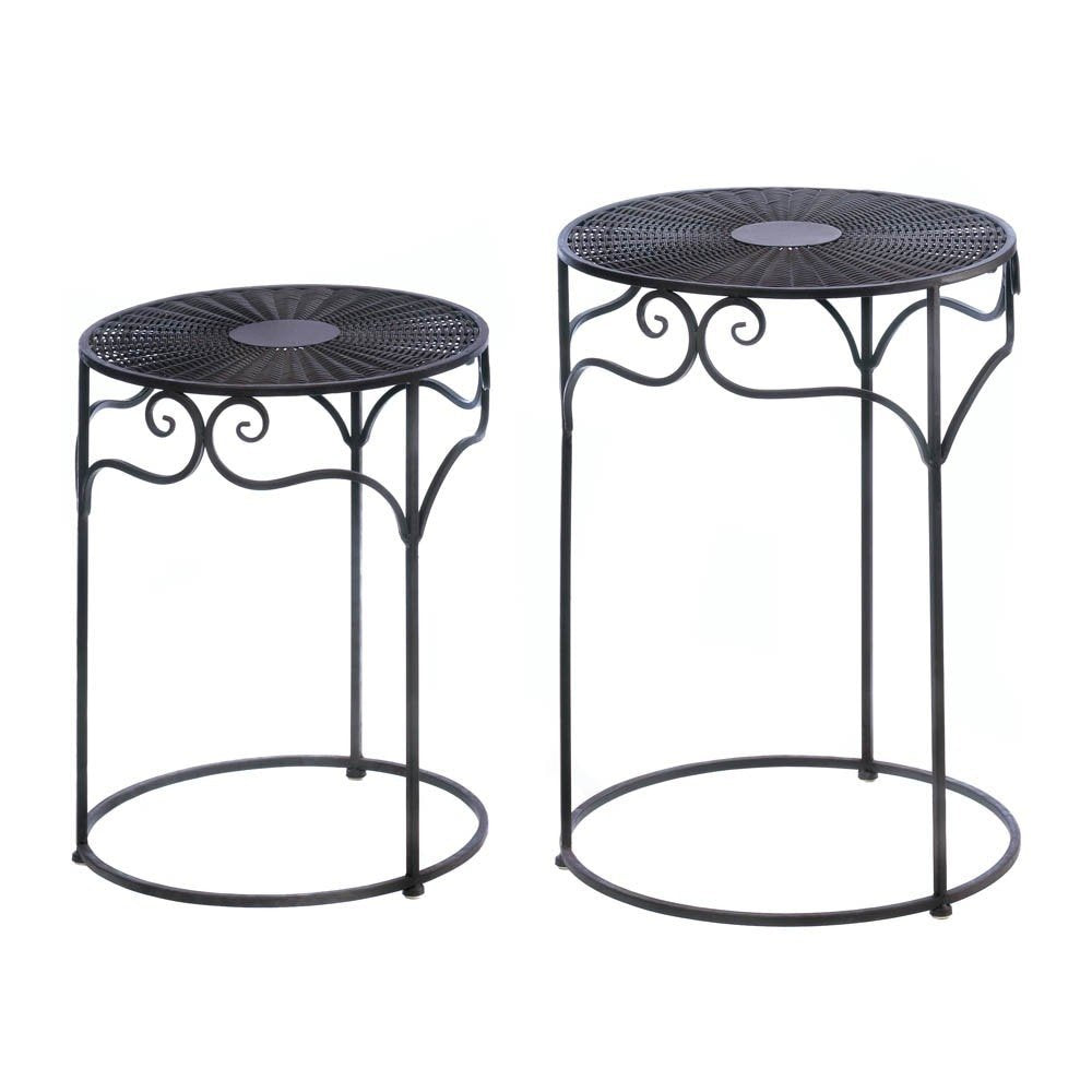 Home Locomotion Umber Wicker Round Nesting Tables
