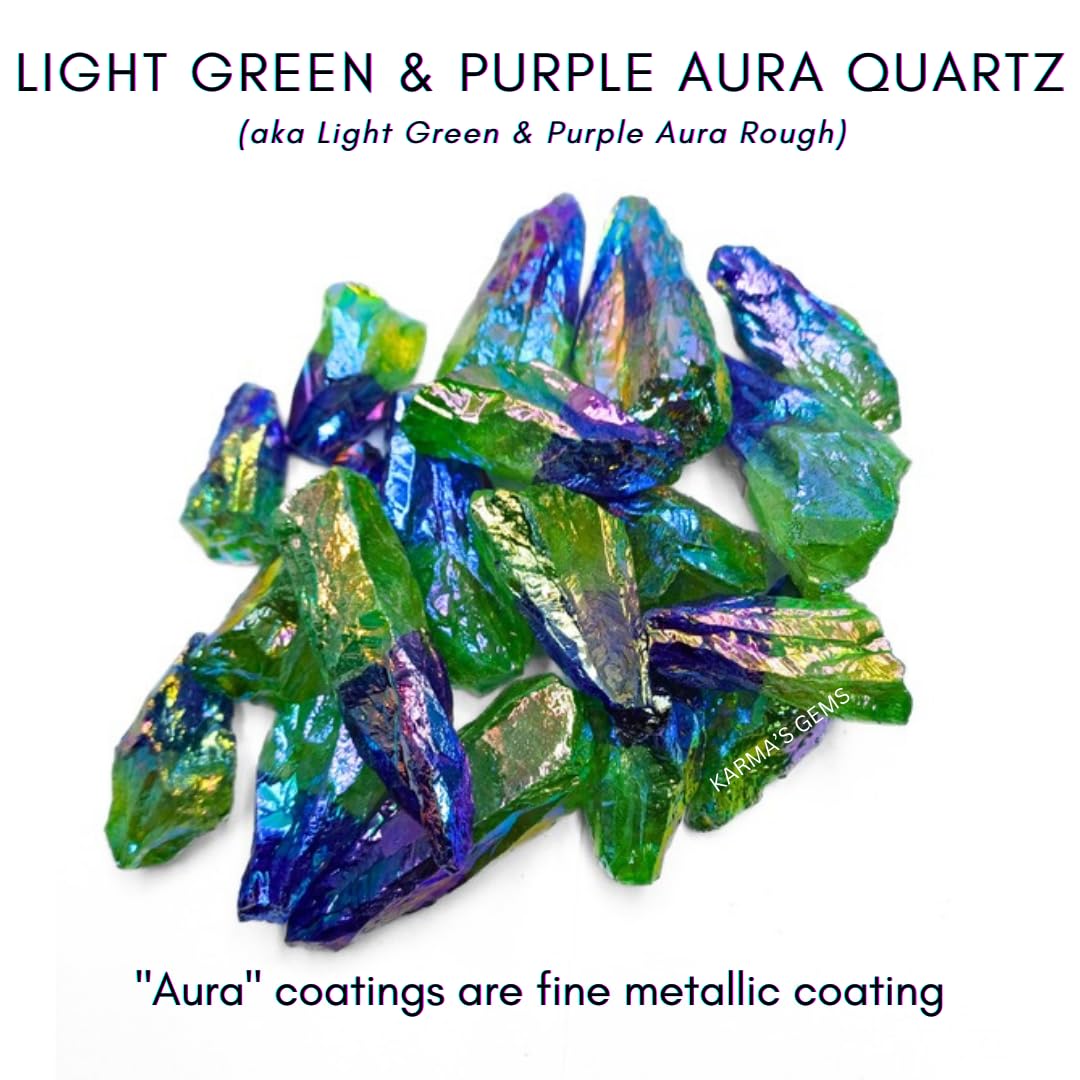 Crystals, Rocks, Jade, Crystals and Healing Stones, Witchcraft Supplies, Healing Crystals, Stones, Healing Stones, Rock Collection, Agate, Raw Stones (Light Green - Purple Aura Quartz, 2 Pcs)