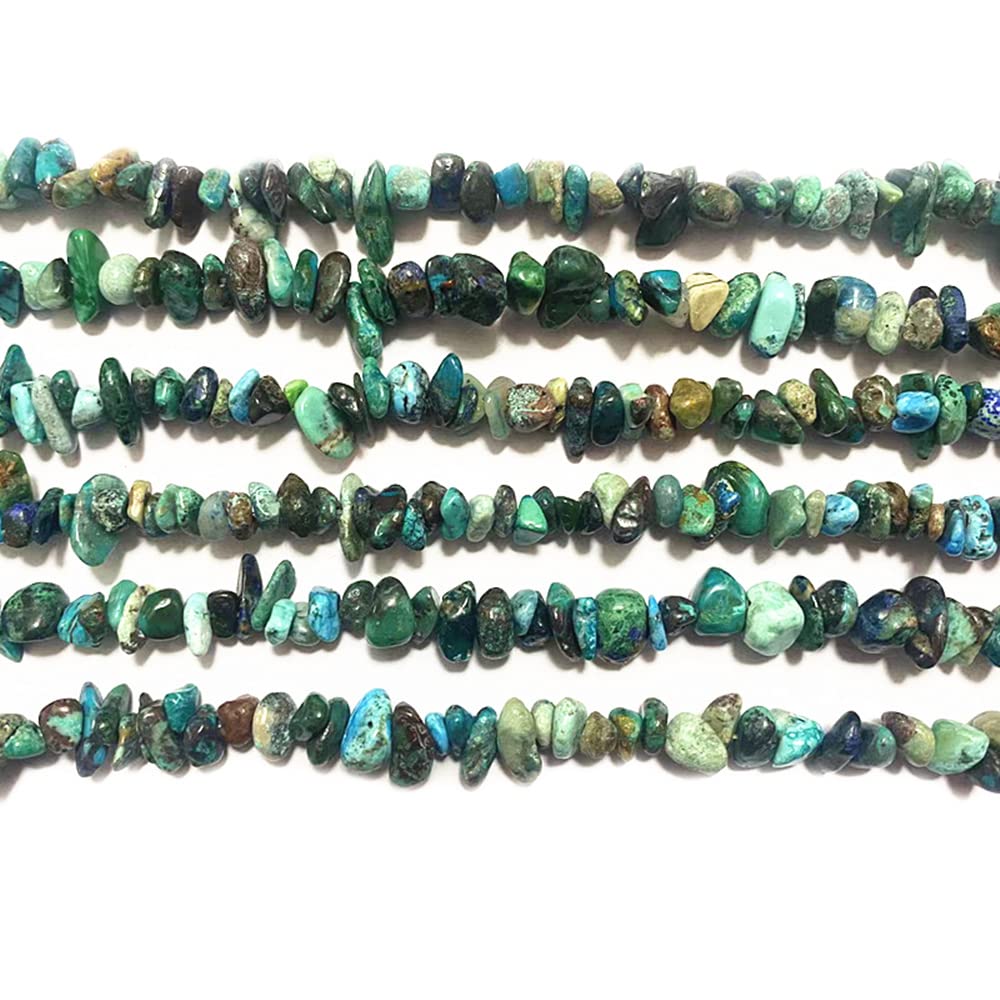 PLTbeads 7-8mm Natural Azurite Fynchenite Gemstone Chips Beads Healing Crystals Waist Bracelets Necklace Kit Irregular Stone DIY Crafts Design Jewelry Making