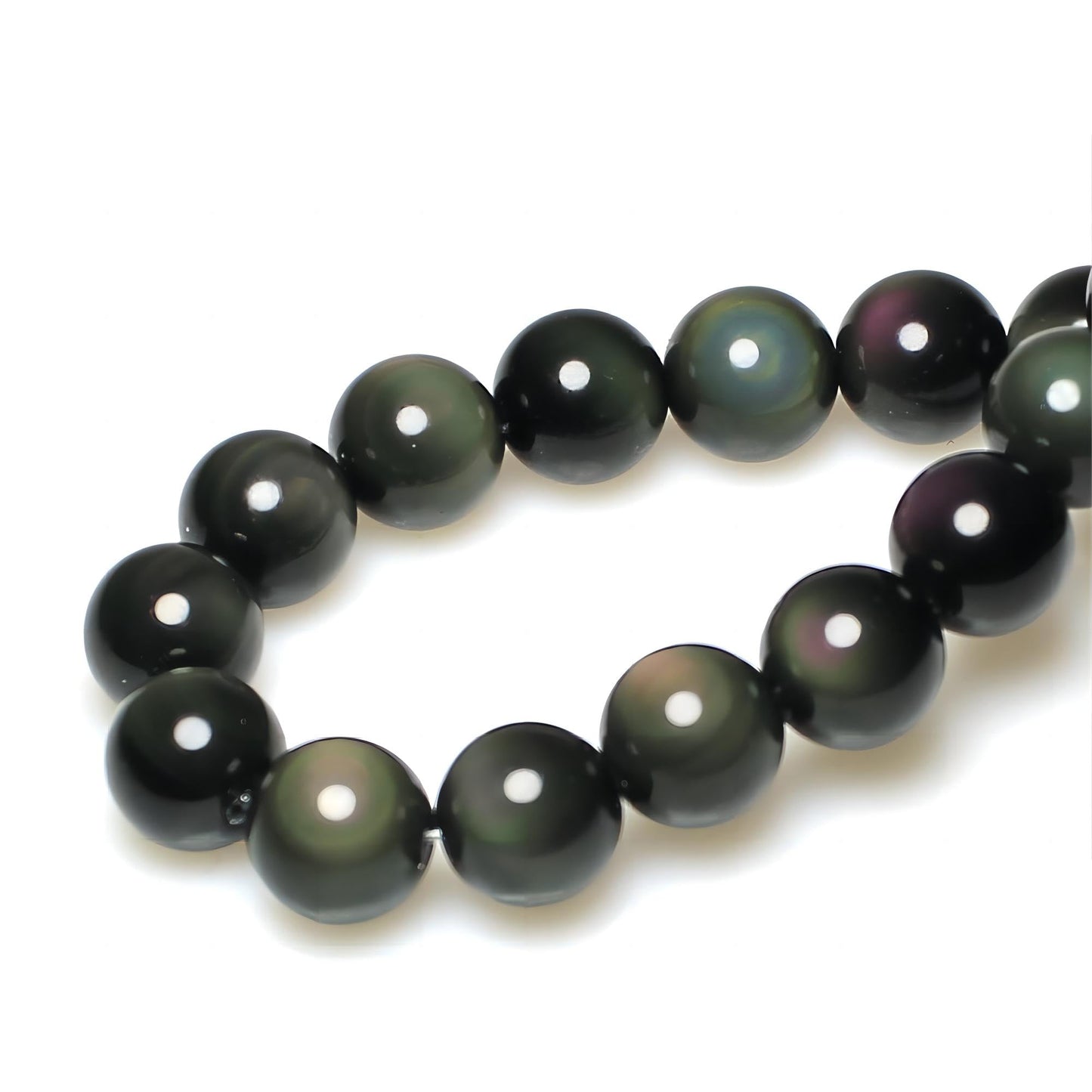 MJDCB Rare Collection Natural Stone Beads Rainbow Obsidian Round Loose Beads for Jewelry Making DIY Bracelet Necklace (8mm)