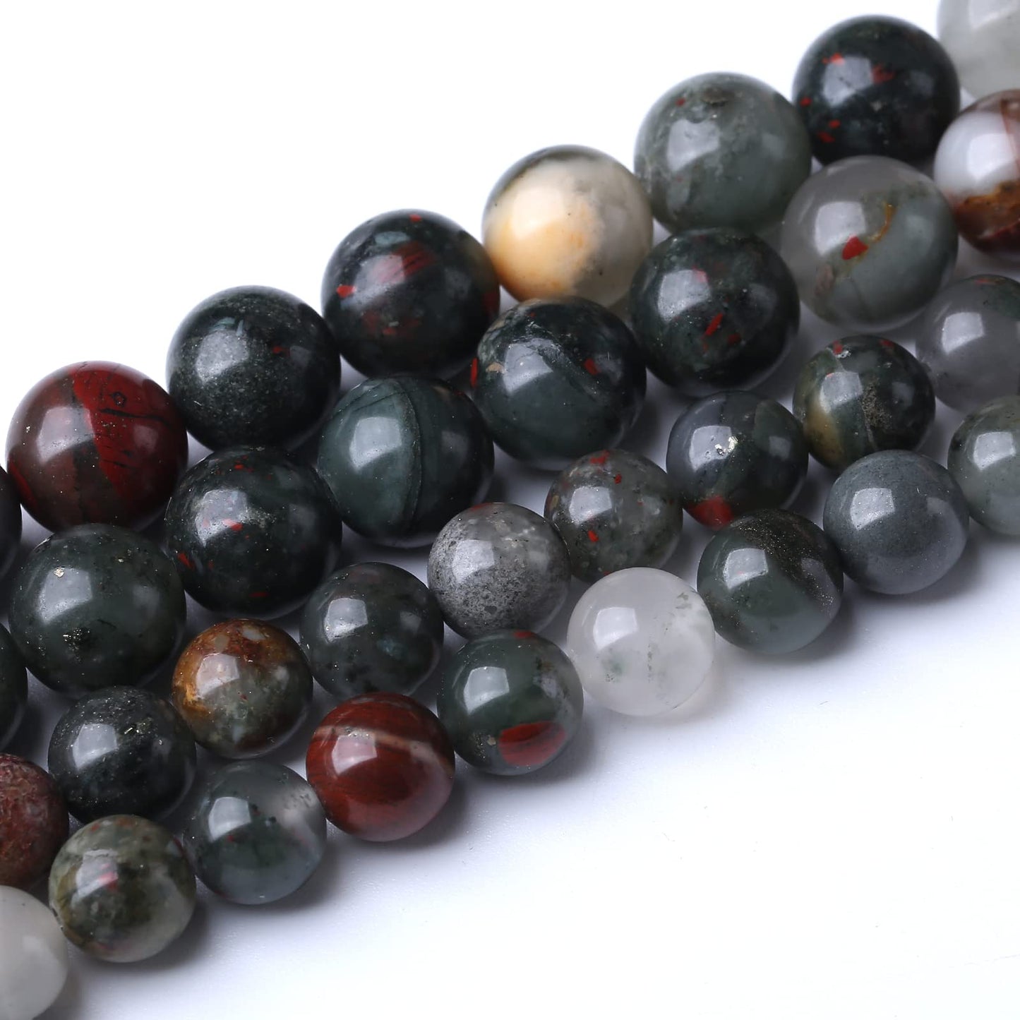 90PCS 4MM African Bloodstone Beads Natural Gemstone Round Stone Beads for Jewelry Making DIY Energy Stone Healing Power Bracelet 15"