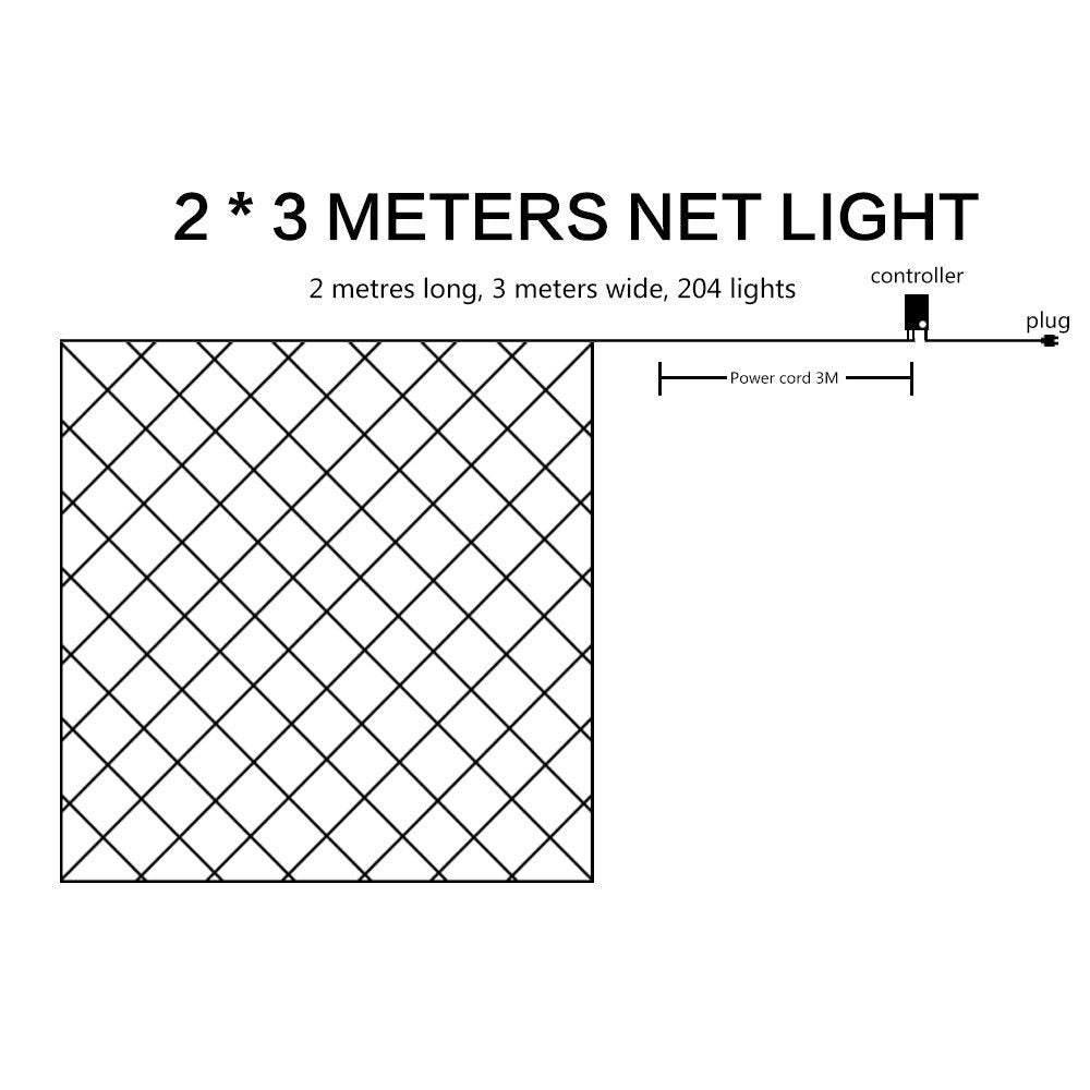 DOCHEER LED Net Mesh String Fairy Lights 204 LEDs, 6.56 Ft x 9.84 Ft,8 Modes, Blue Outdoor Transparency String Lights Waterproof Christmas Decorative Lights for Christmas Tree, Holiday, Party