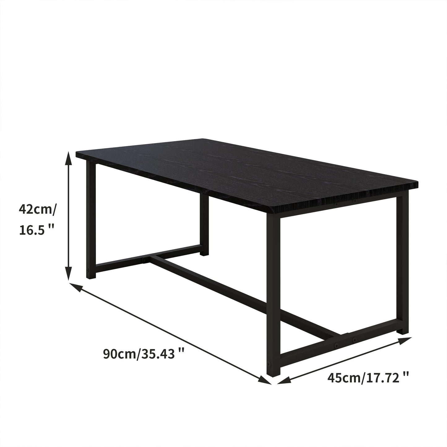 VERFARM 35.4" Rectangular Coffee Table for Living Room, Modern Industrial Style Coffee Table Center Table with Metal Frame for Small Space, Apartment, Office, Easy Assembly, Black