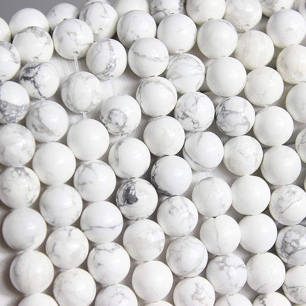 MJDCB AAAA Natural Stone Beads White Howlite Turquoise Round Loose Beads for Jewelry Making 15" (6mm)