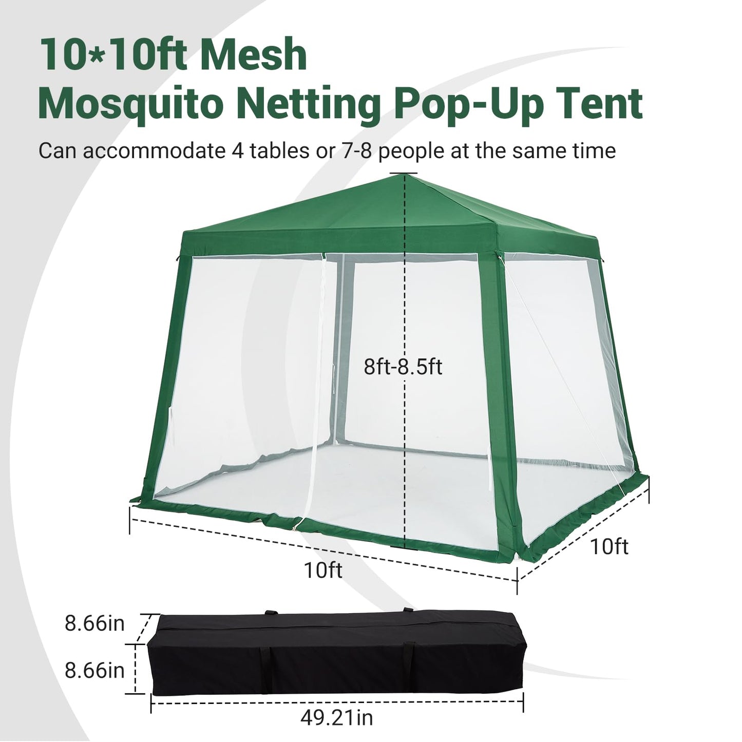 10x10 Pop Up Screen Tent Canopy with Mesh Netting Walls, Easy Setup Waterproof Outdoor Gazebo for Camping, Picnics, Backyard, Deck & Parties