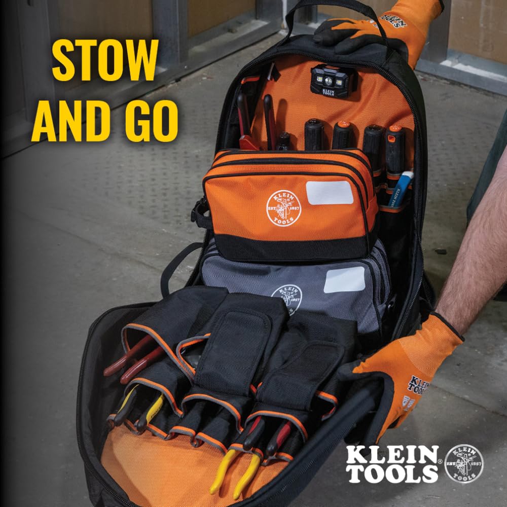 Klein Tools Tool Pouch, Dual Compartments, Heavy-Duty Tool Bag Organizer, Multipurpose Bag