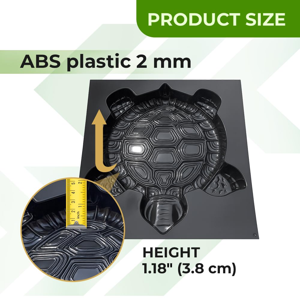 BETONEX Turtle Stepping Stone Mold Garden Concrete Mold Cement Plastic ABS 2mm - Tortoise Mould for Cement - Paving DIY Turtle Garden Stone Path Form