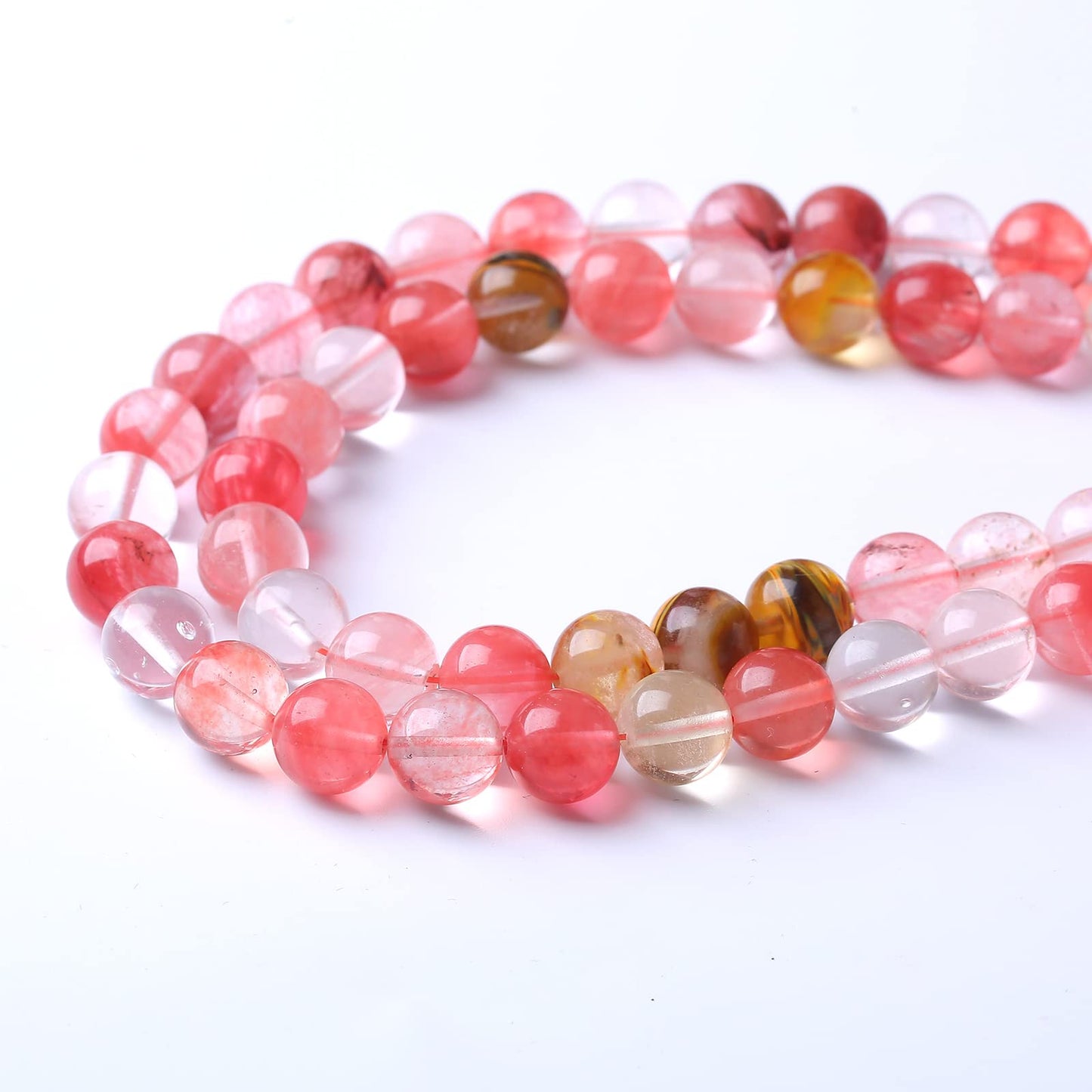 45PCS 8MM Watermelon Tourmaline Stone Beads Natural Gemstone Bead Crystal Healing Energy Jewelry Making DIY 15 inches