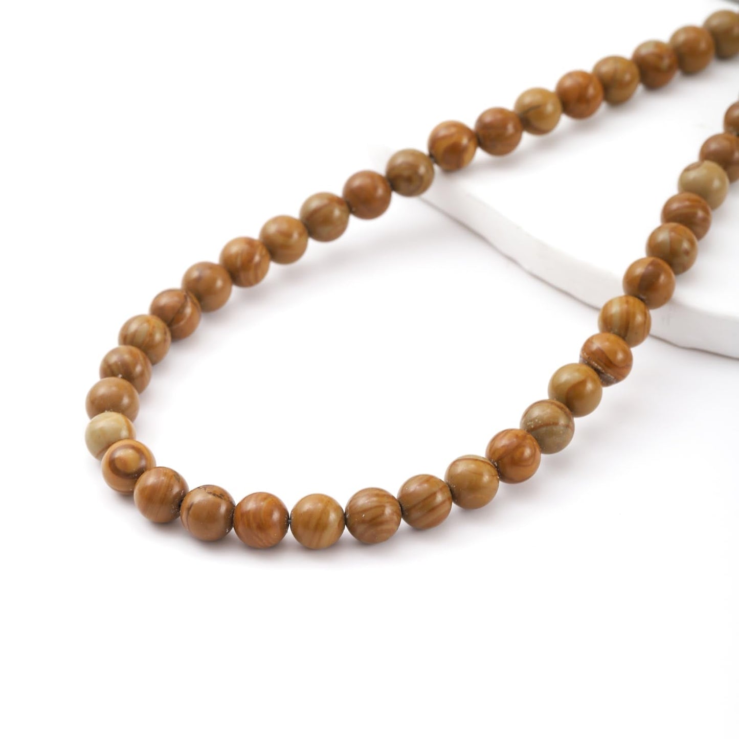 8mm 45pcs DIY Natural Woodgrain Jasper Stone Beads Round Healing Crystal Gemstone Loose Beads for Jewelry Making Handmade Bracelet Necklace