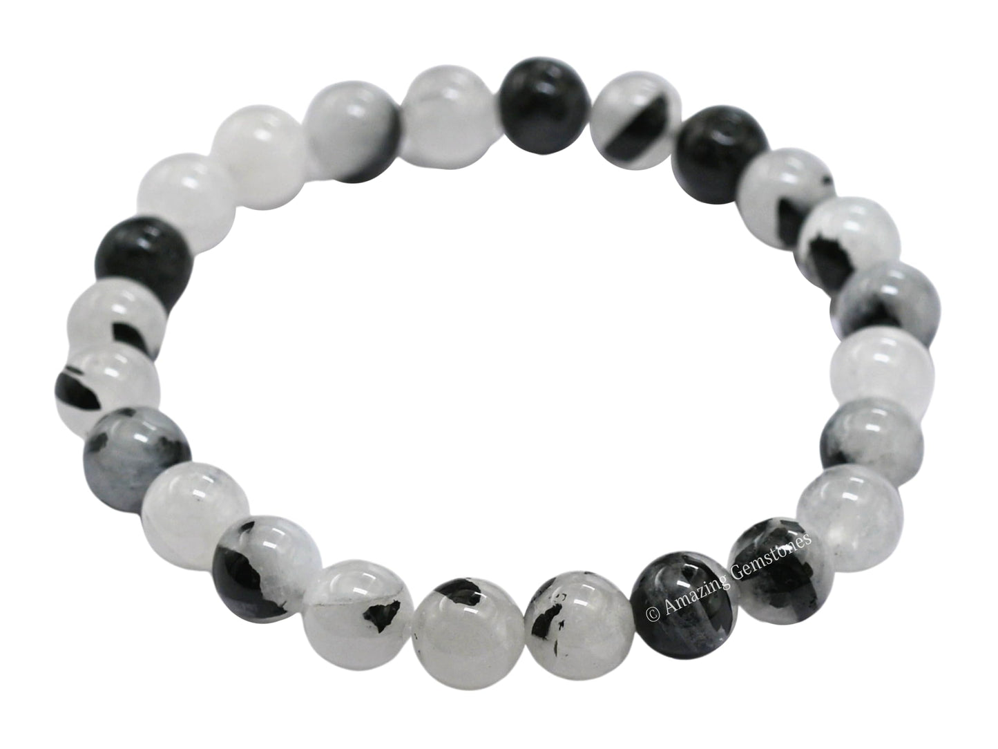 Amazing Gemstone Crystal Bracelet for Women Men's Gifts - Protection Healing Crystal Bracelet - 8mm Gemstone Beaded Stretchable Bracelet Pulseras Para Hombres Mujer Stocking Stuffers Mothers Day Gift (Black Rutilated Quartz)