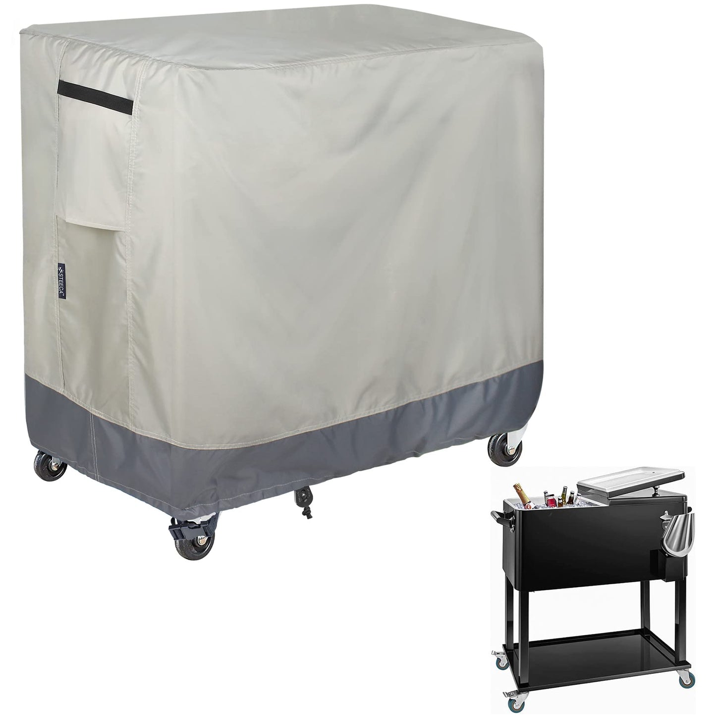 STEECA Waterproof Cooler Cart Cover Fits 65-80 Quart Patio Party Ice Chest Rolling Cooler, 32L x 18W x 32H inch