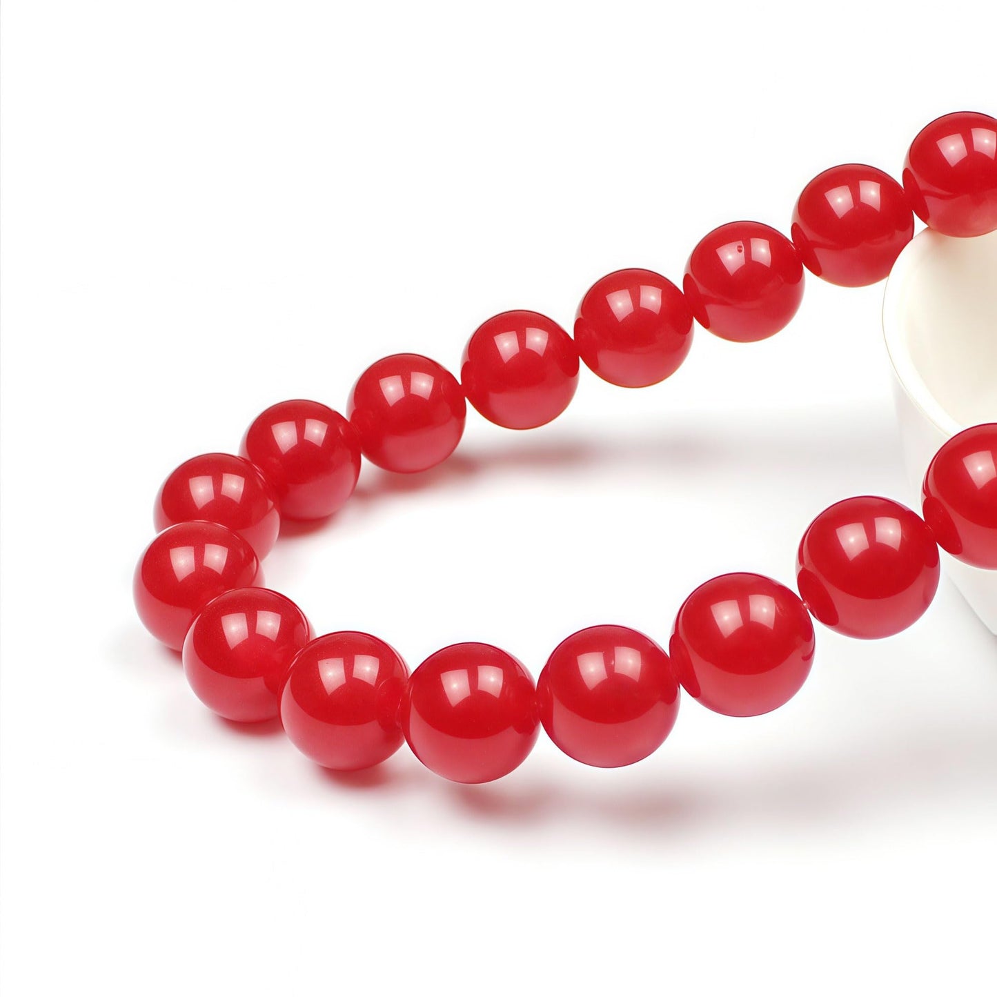 MJDCB Natural Red Jade Round Loose Beads for Jewelry Making DIY Bracelet Necklace (10mm)