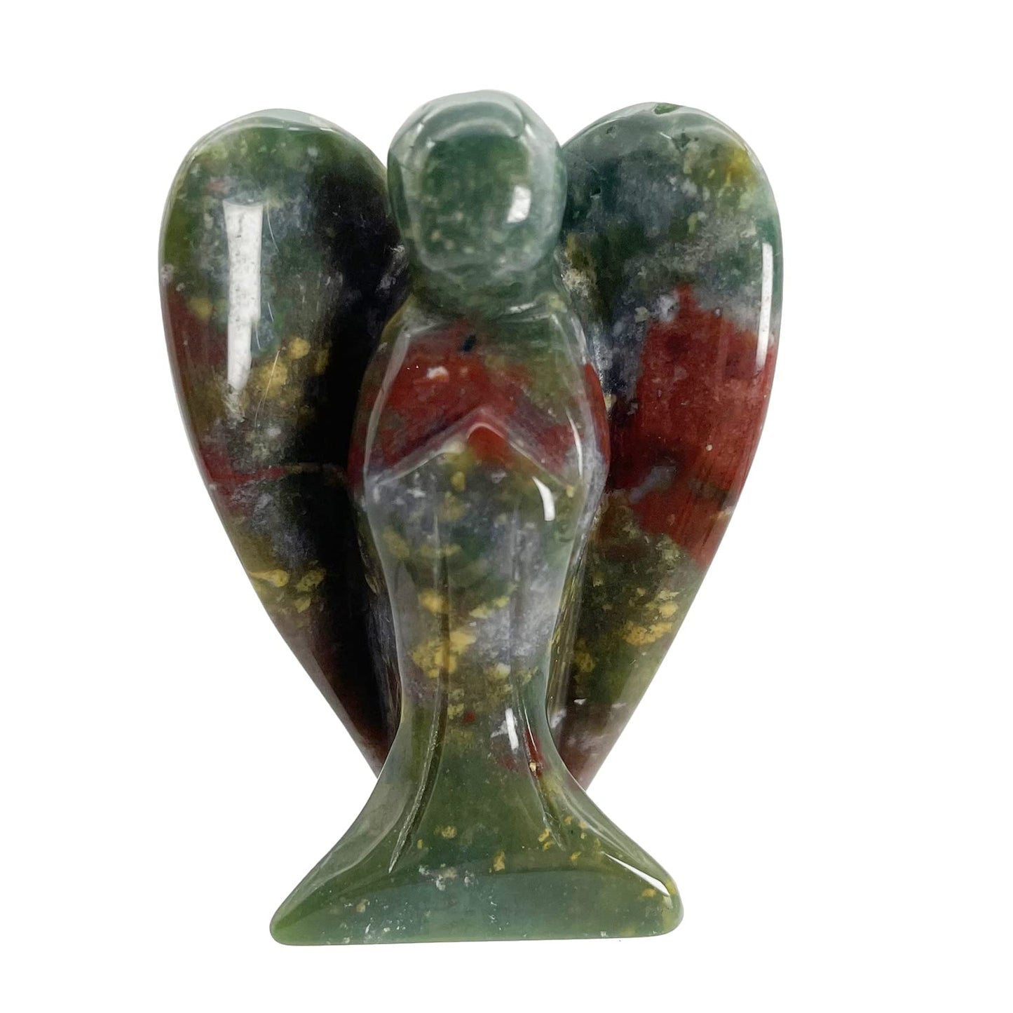 favoramulet 2 Inches Indian Agate Crystal Pray Guardian Angel Statue, Carved Healing Peace Angel with Wing Figurine Pocket Stone