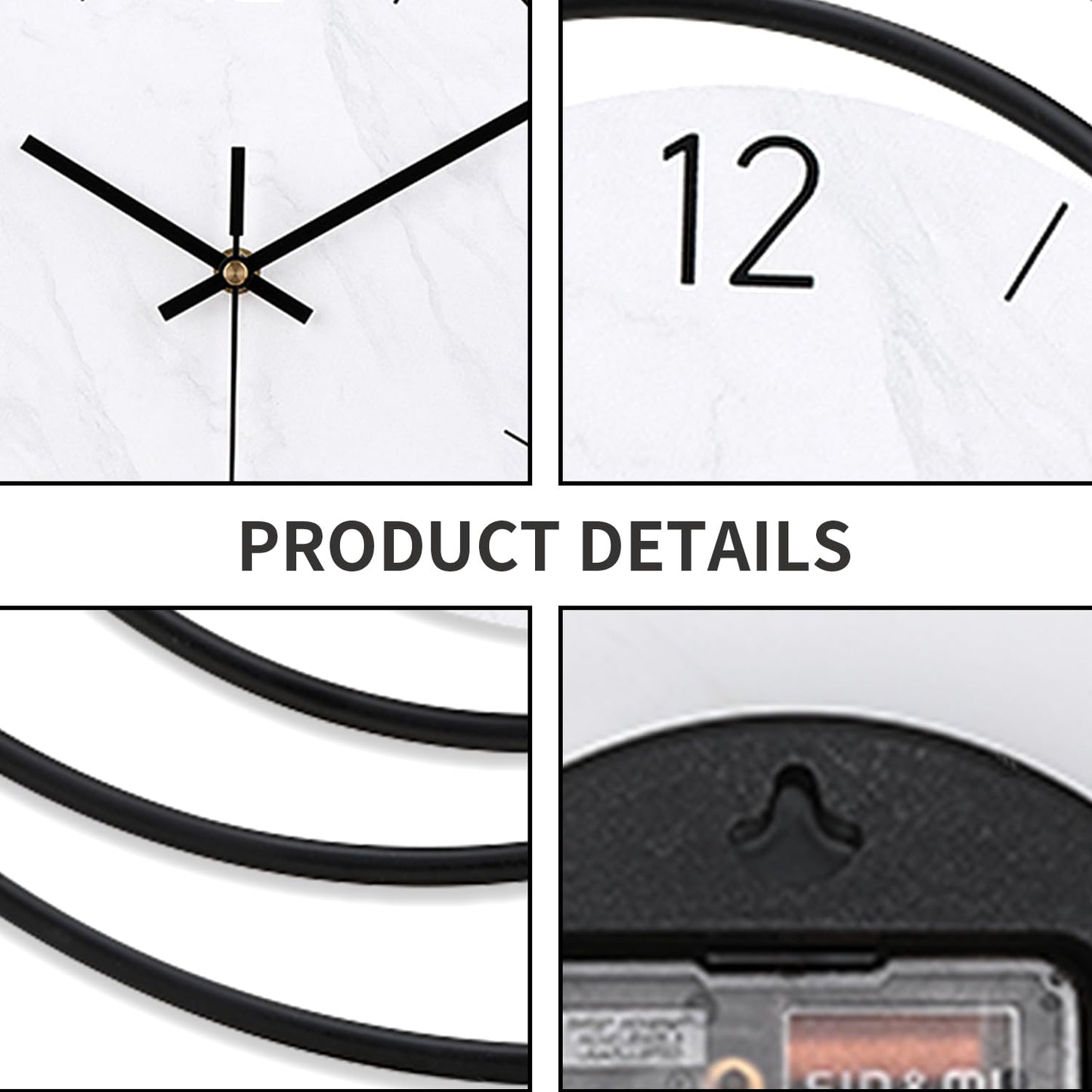 Dankeit Decorative Wall Clock,Silent Non-Ticking Quality Quartz Movement Battery Operated,Large Wall Clocks for Living Room Kitchen Home Bathroom Bedroom Wall Decor,16x16inch,White