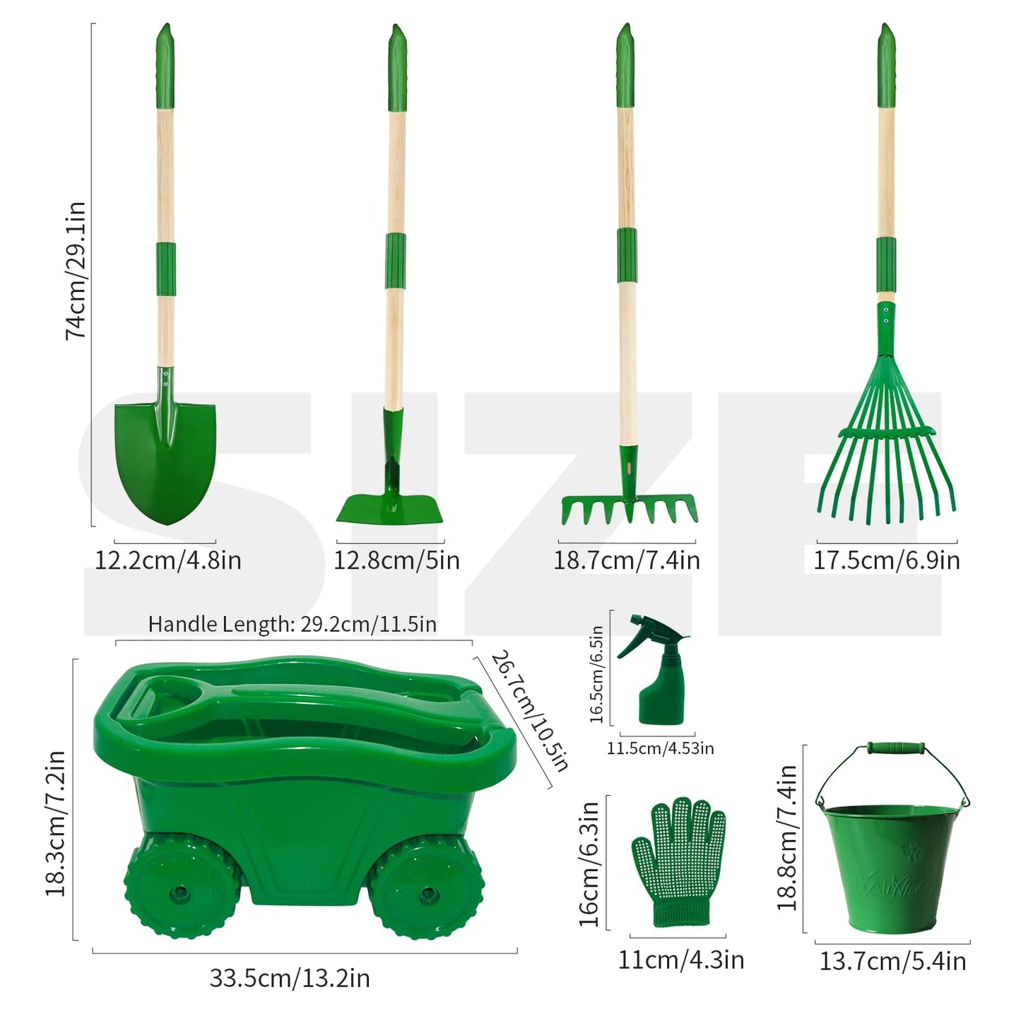 Aka Supaku Kids Gardening Tools Set,8pcs Wheelbarrow Set for Kids with Shovel, Rake, Watering Can Outdoor Backyard Farm Digging Toys, Halloween Christmas Birthday Gifts for Boys Girls