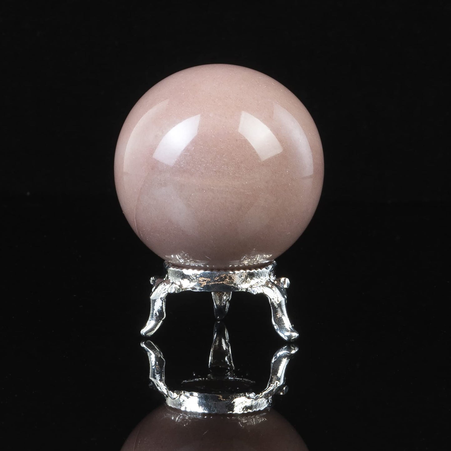 Crocon 45mm Pink Agate Stone sphere Ball with Metal Stand 1400+ Carats Gemstone Ball Healing Sphere Sculpture Figurine for Fengshui Divination Home Decoration Photography Crystal Sphere