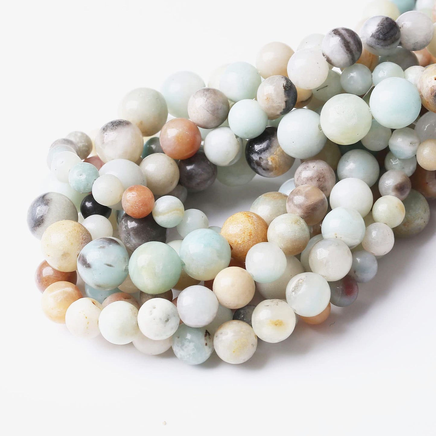 45PCS 8MM Natural Amazonite Beads Round Loose Stone Beads for Jewelry Making DIY Energy Stone Healing Power Bracelet 15"