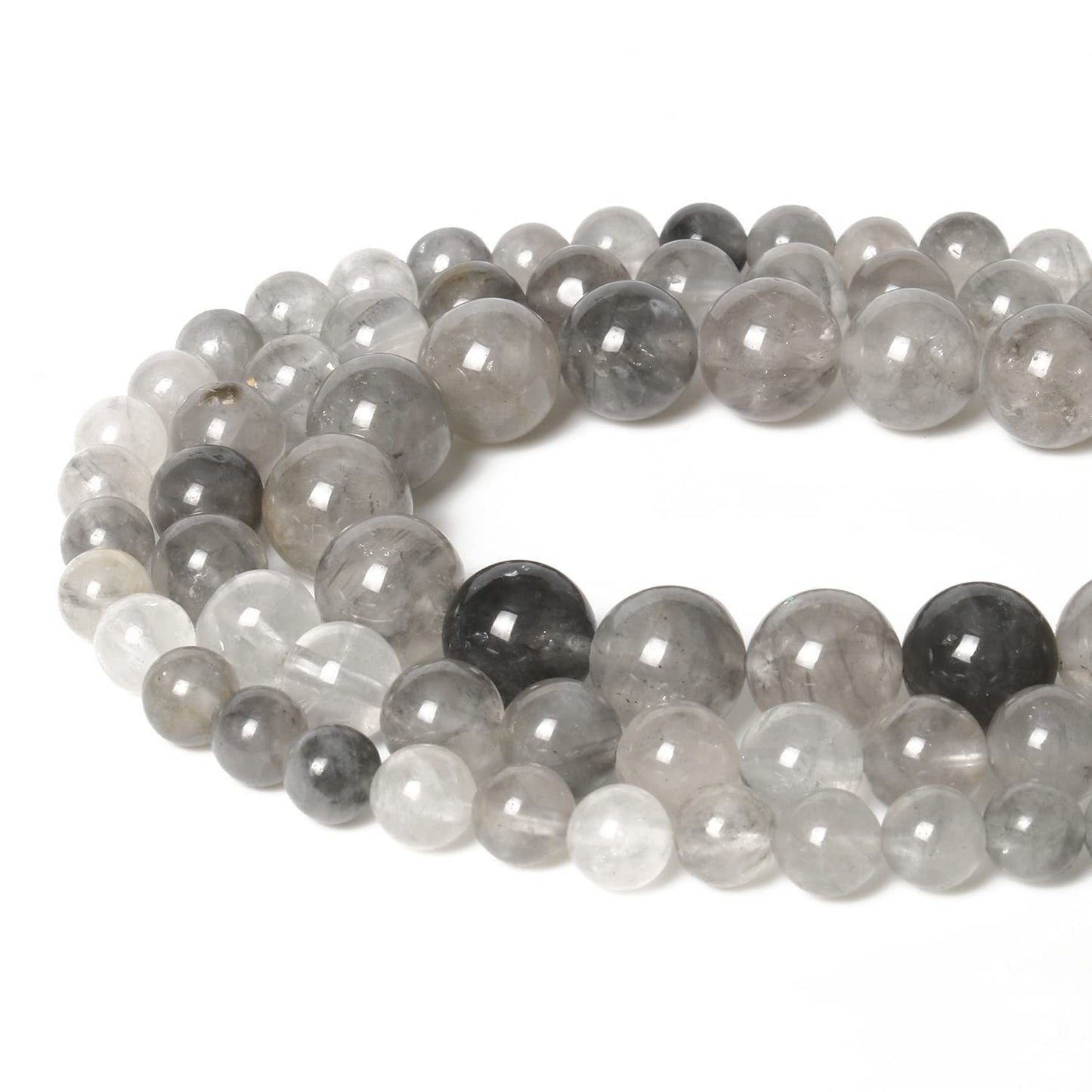 45pcs 8mm Natural Stone Beads Greystone Crystal Beads Energy Crystal Power Gemstone for Jewelry Making, DIY Bracelet Necklace