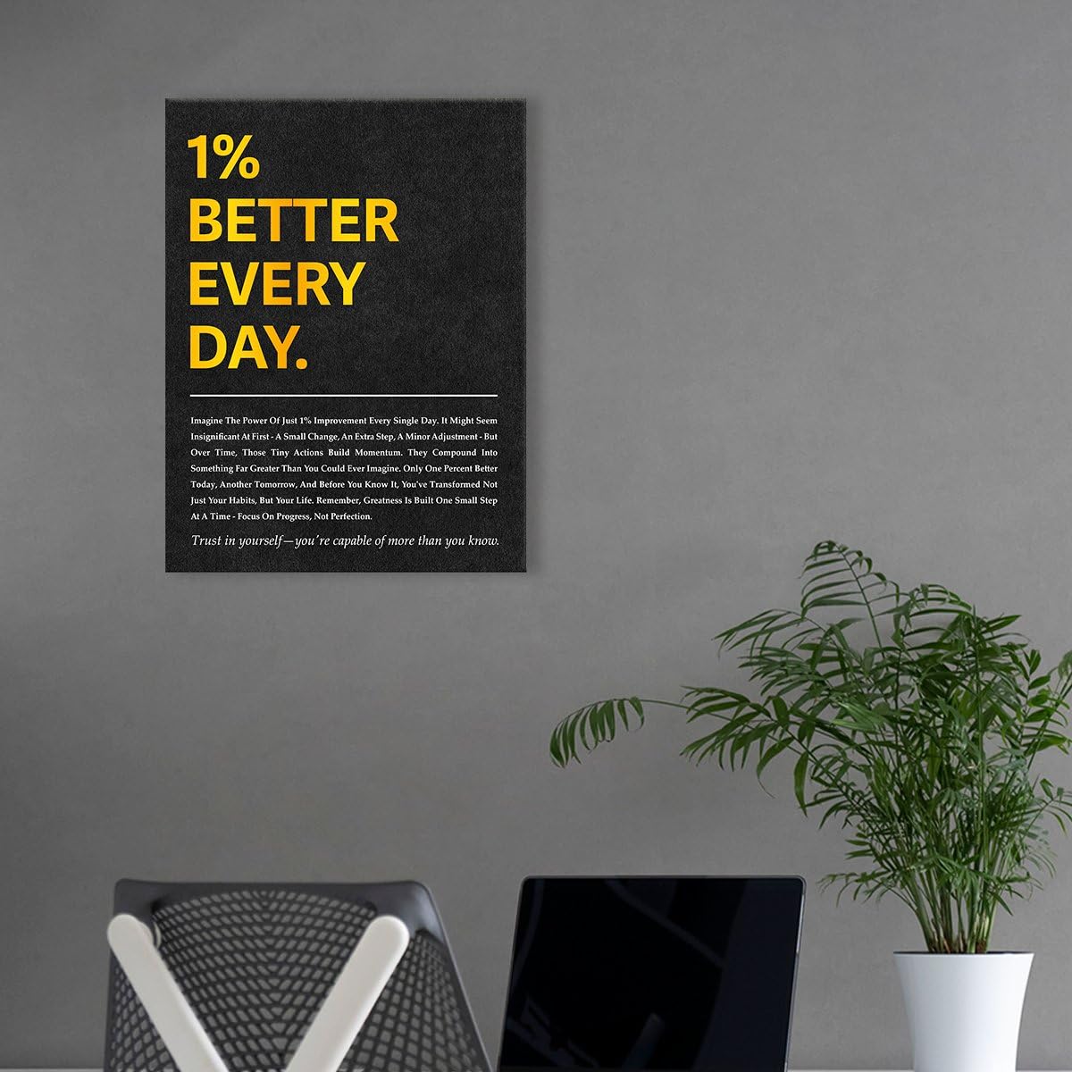 Inspirational Canvas Wall Art,Positive Quotes Wall Decor,1 Percent Better Every Day Motivational Wall Art for Office Home Classroom Gym