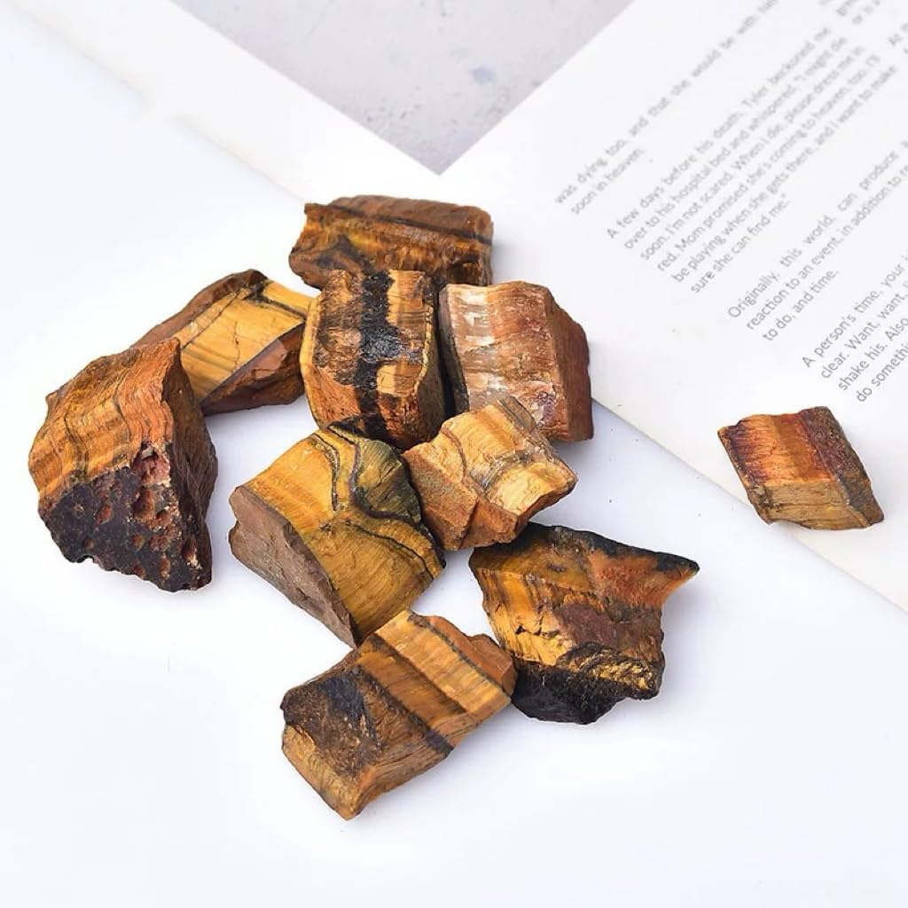 1LB Natural Tiger Eye Stone Raw Healing Crystals, Energy Stones for Meditation, Reiki, Chakra Balancing, Home Décor and Spiritual Gifts (30-50mm)