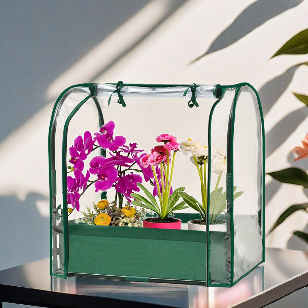 Purlyu Mini Tabletop Garden Greenhouse Nursery Plant Cover Tent Humidity Domes for Indoor and Outdoor Home Gardening Germination and Seedling Propagation - 28x20x28 Inches(PLGH7050PD)
