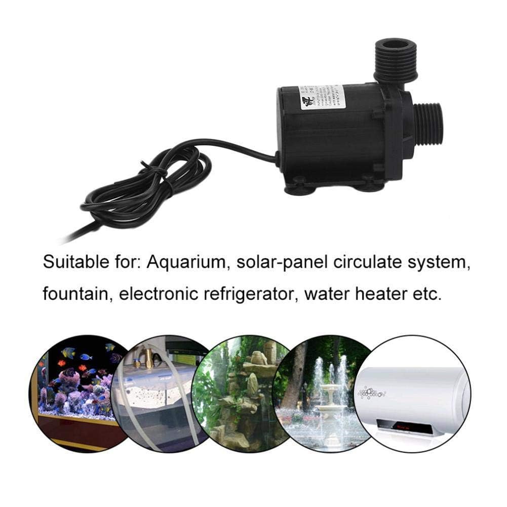 ZAOJIAO DC 12V Brushless Water Pump 1/2'' Male Thread Centrifugal Submersible Pump 800L/H 210GPH 4M/13ft for Fountain Solar Panel Pond Aquarium Water Circulation System Black