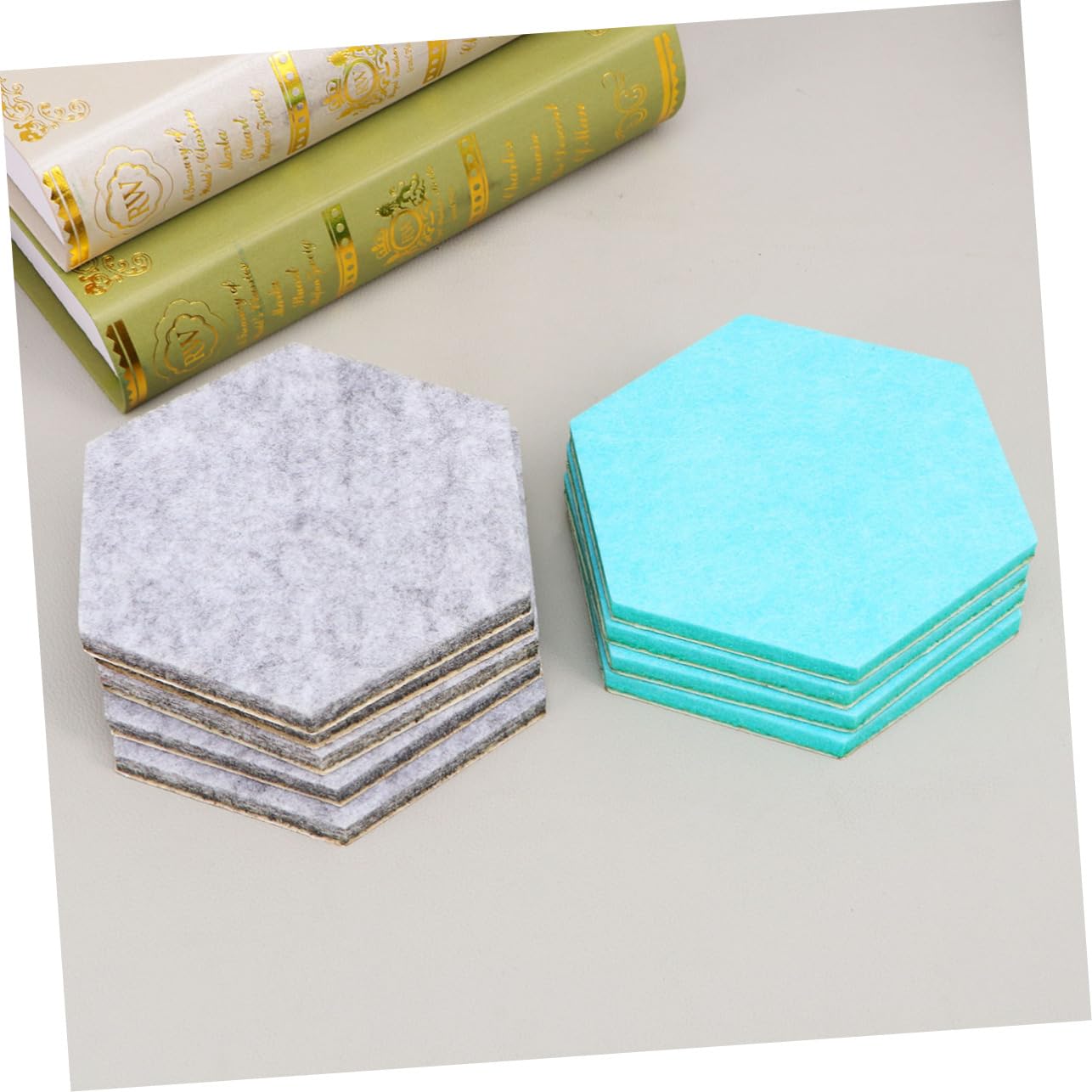 Homoyoyo 20pcs Hexagon Felt Wall Stickers Adhesive Decorative Wool Felt Board for Home and Classroom Use Mint Grey Creative Wall Decor for Office Classroom Spaces
