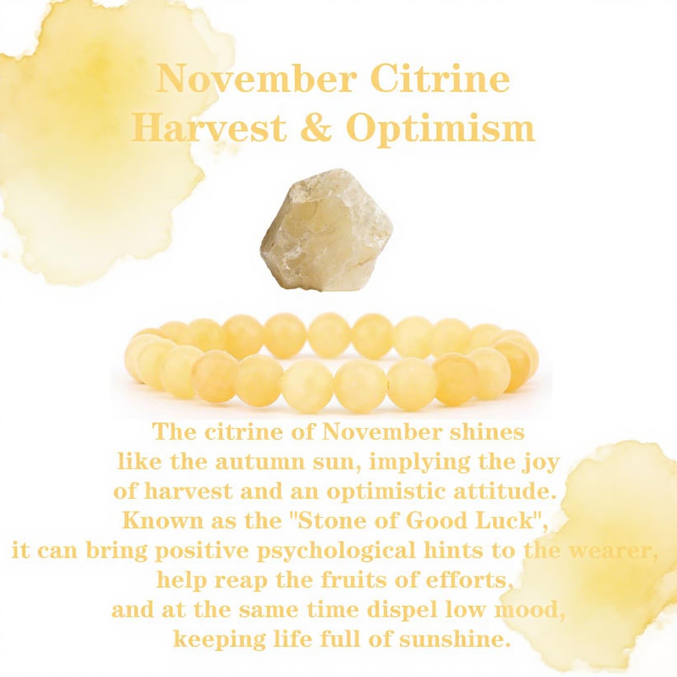 Crgwxzl November Birthstone Bracelets for Women Men,Healing Crystal Protection Stone Citrine Beads Bracelet,String Wrap Zodiac Month Bracelets Birthday Jewelry Gifts