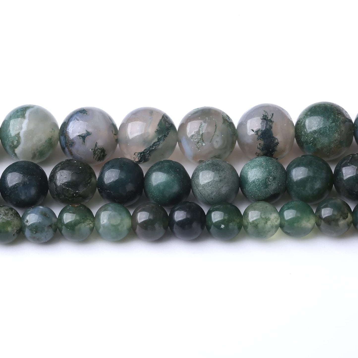 45PCS 8MM Natural Moss Agate Stone Beads Energy Healing Beads for DIY Jewelry Bracelet Necklace Making for Jewelry Making15Inch