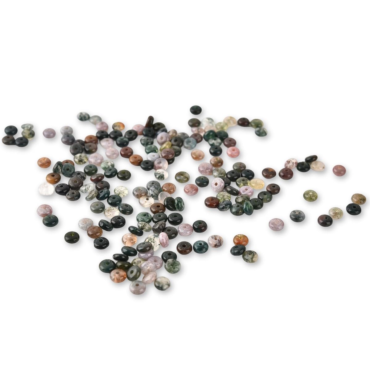 170pcs 4x2mm Natural Indian Agate Disk Rondelle Spacer Semi Precious Gemstone Loose Stone Beads for Jewelry Making 15 Inch