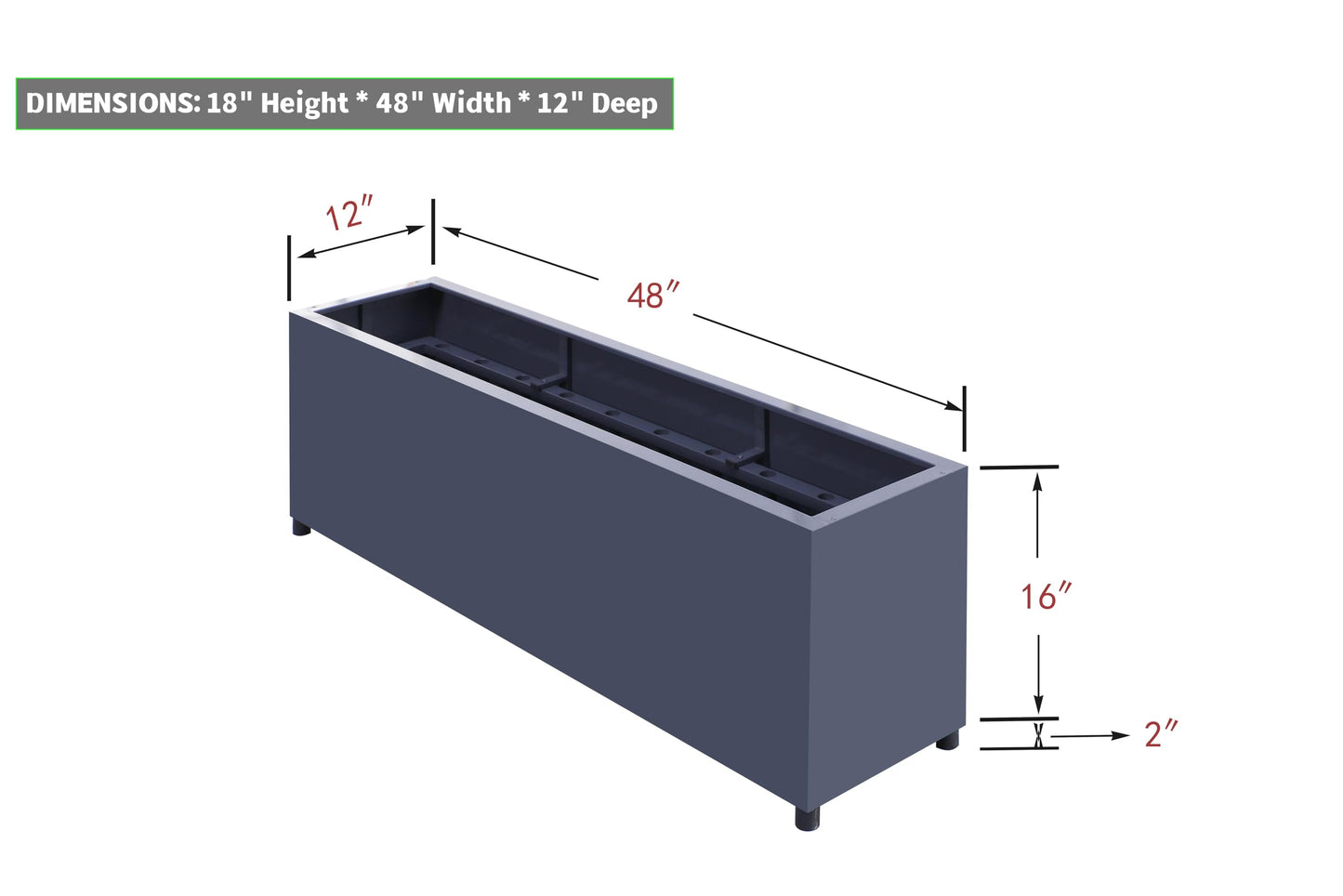 AGPL Multiprupose Stainless Steel Flower Pot Rectangular Solid Base Planter (Gray)