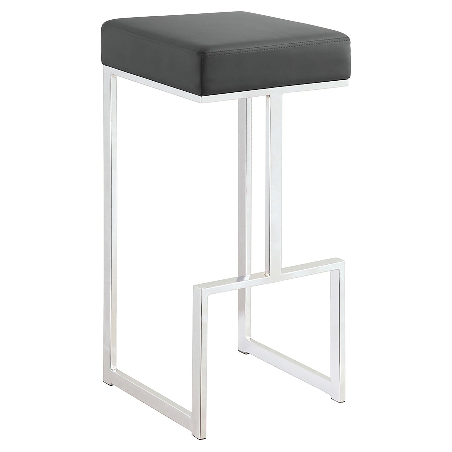 Coaster Home Furnishings - Gervase - Upholstered Bar Stool with Square Design, Foam-Padded Seat and Metal Frame - Contemporary - Dining Room & Kitchen - Gray & Chrome - 105262