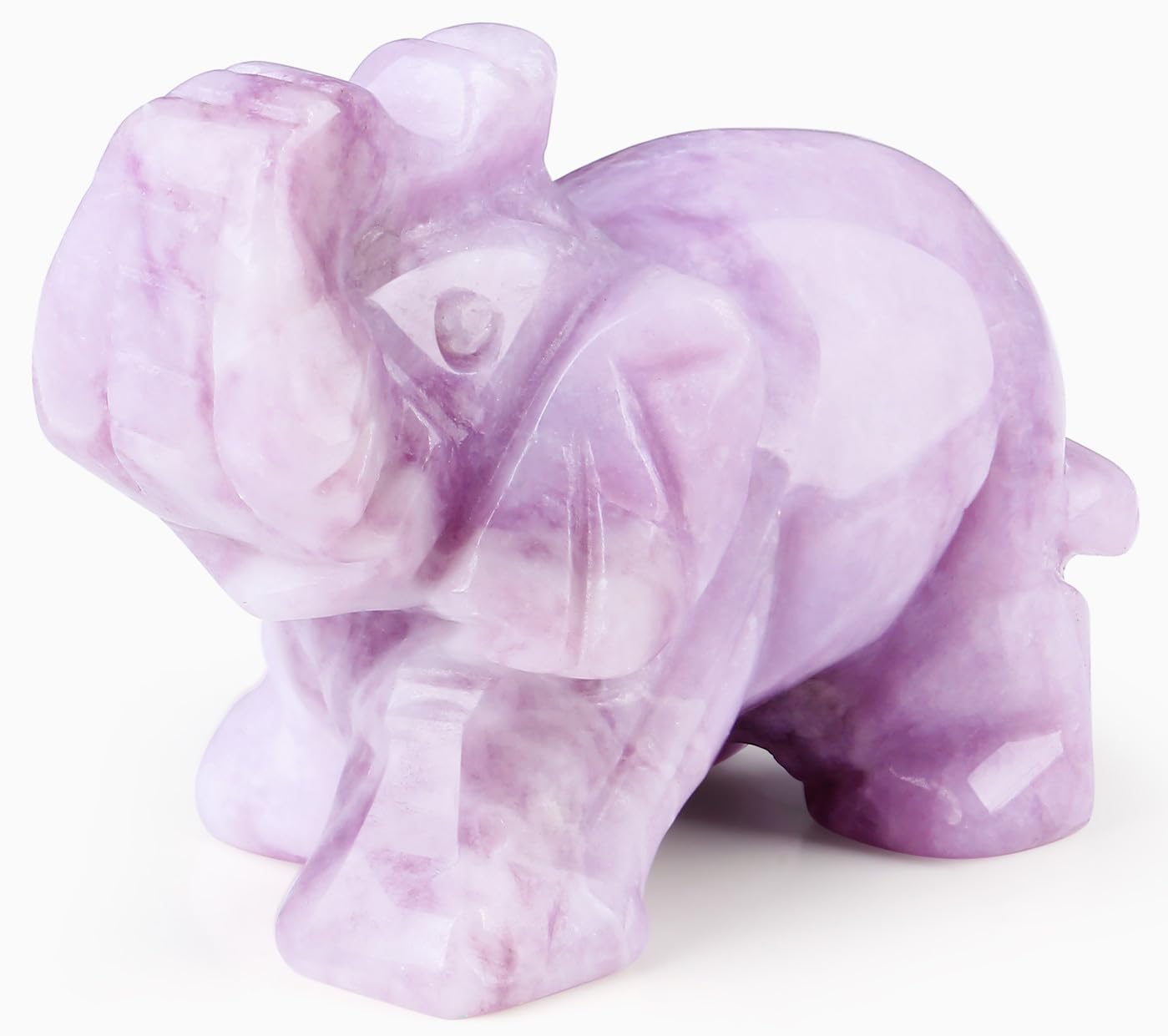 QINJIEJIE Lepidolite Crystals Elephant Decor Cute Desk Stones Figurine Natural Gemstones Decoration Home Room Office Pocket Hippie Statue Meditation Spiritual Gem Stocking Stuffers Gift for Women