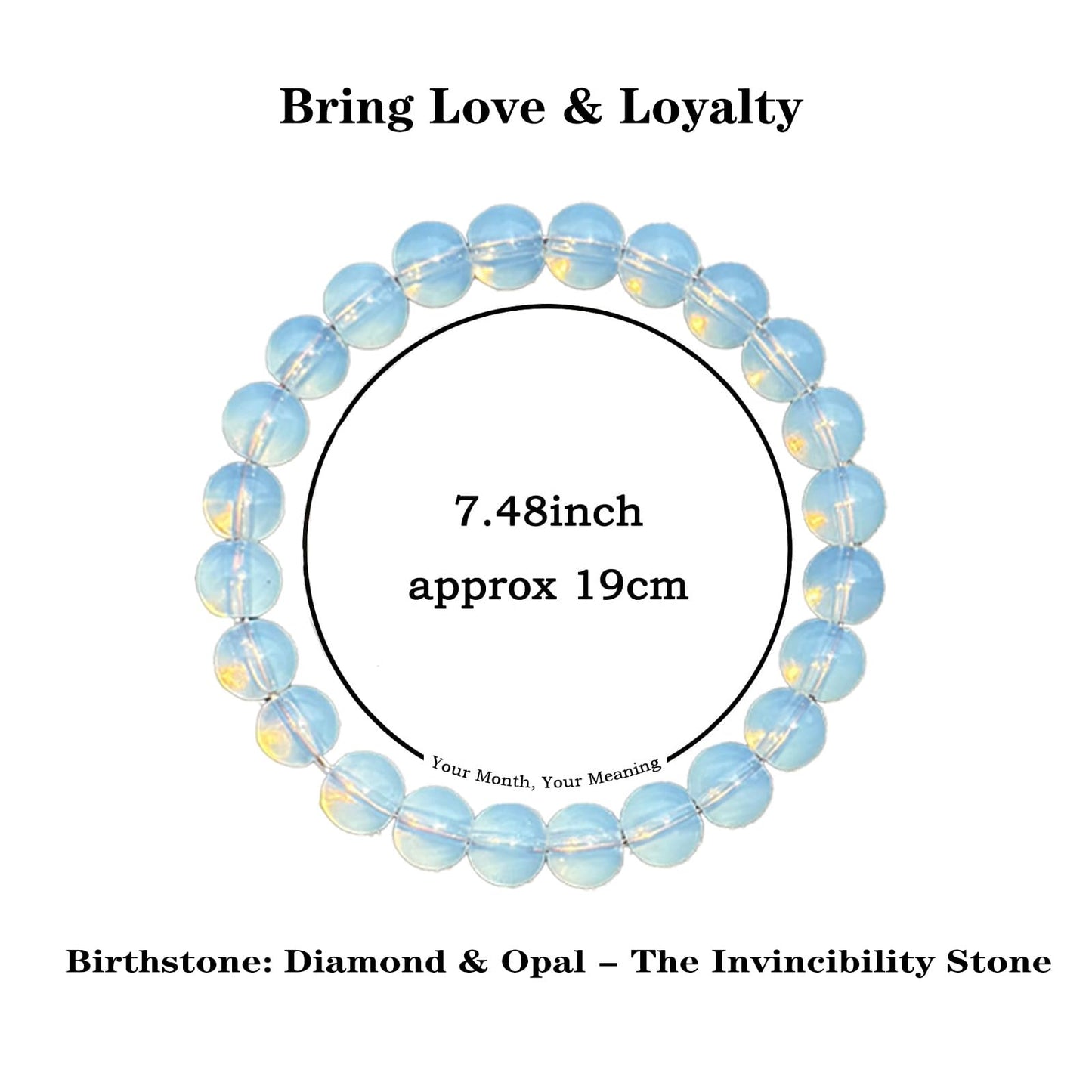 Naupyal April Birthstone Bracelet for Women Men,Opal Natural Stone Beaded Bracelets,Healing Crystal Gemstones Stretch Bracelet Stress Relief Month Bracelet Birthday Jewelry Gifts