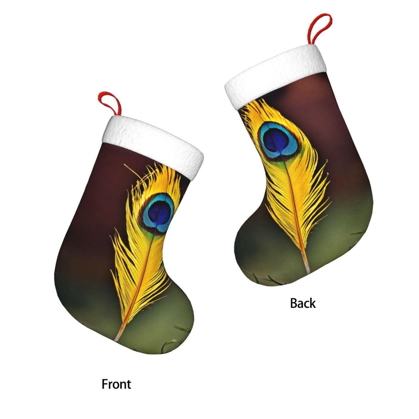 MYHSZTAH Feather Print Novelty Joyful Season Decorative Socks,Festive Ornament,Traditional Christmas Socks