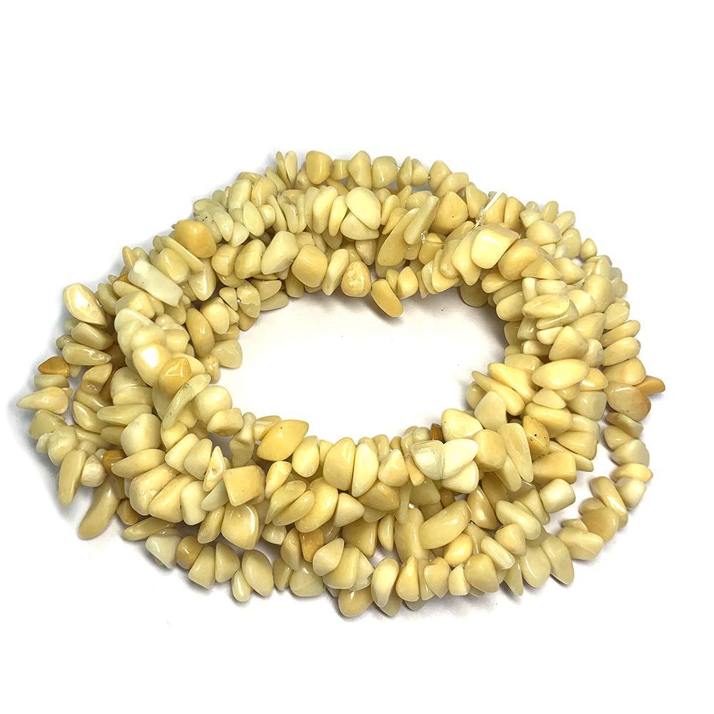 31 inches Chip Stone Loose Gemstones Beads Drilled Strand for Jewelry Making (Yellow Jade)